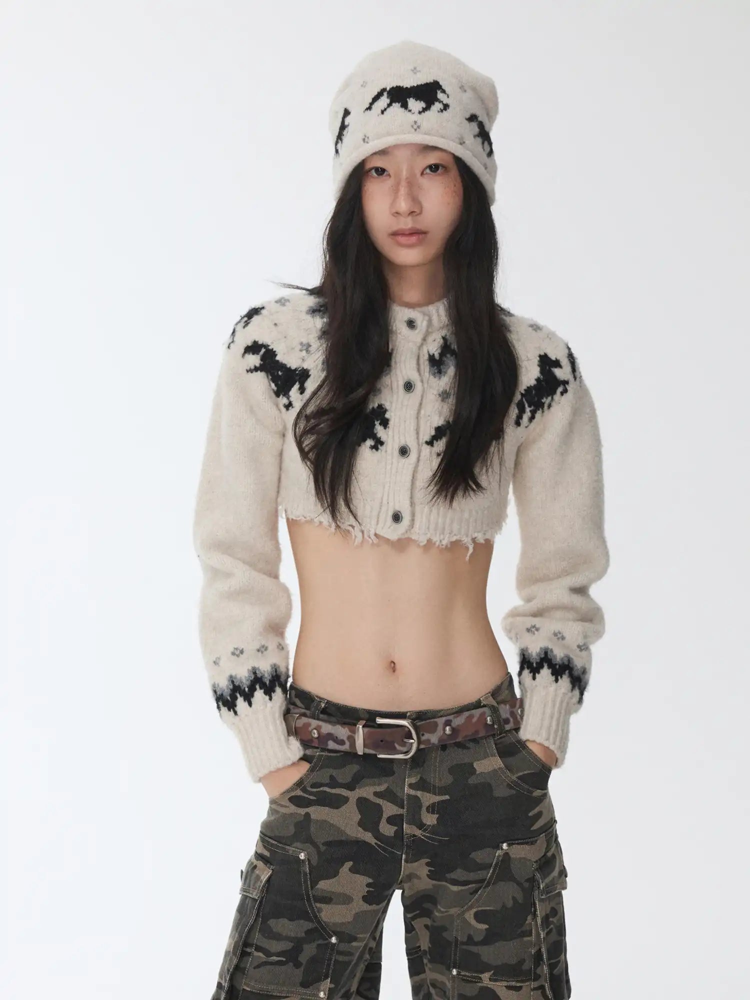 1Jinn Studio Fair Isle Pony Short Cardigan | Canton Collective