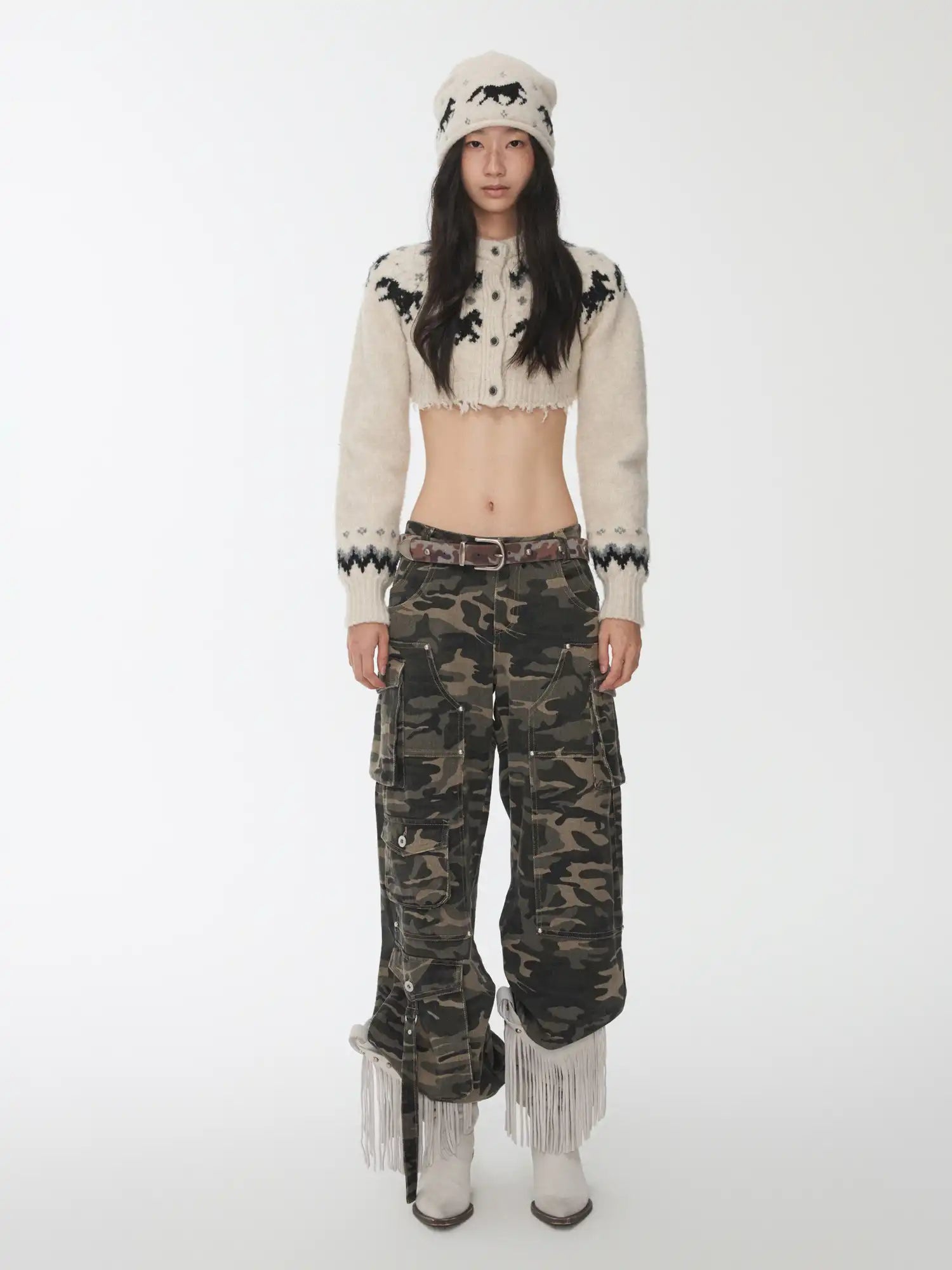 1Jinn Studio Fair Isle Pony Short Cardigan | Canton Collective