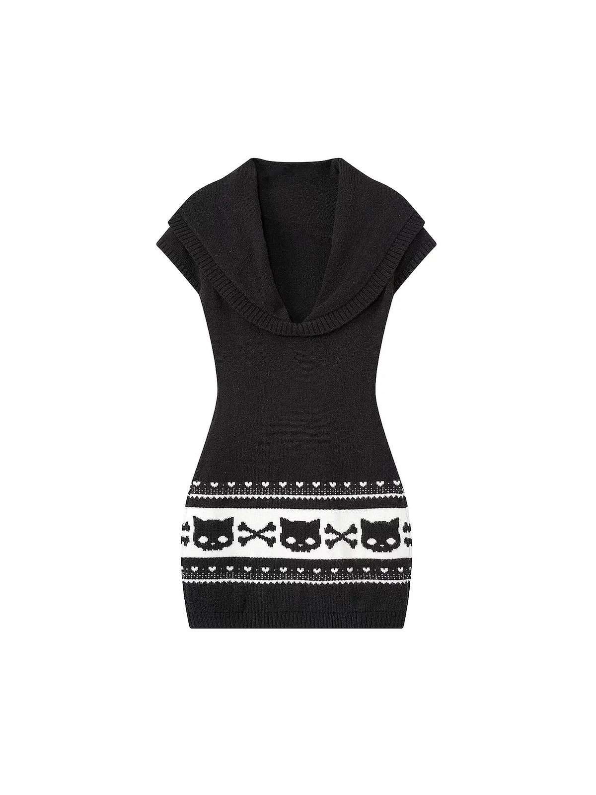 Deleteex Fair Isle Skull-Cat Jacquard Knit Mini Dress | Canton Collective