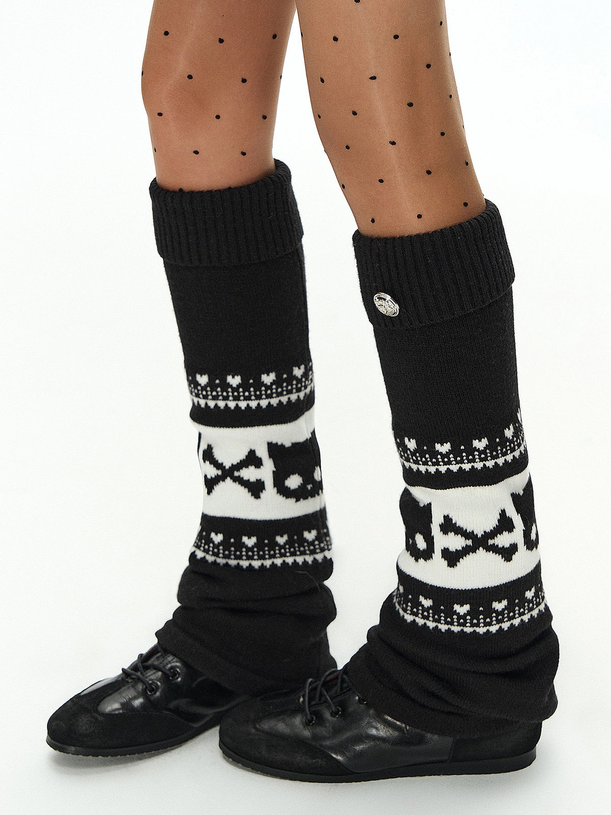 Deleteex Fair Isle Skull-Cat Knit Leg Warmers | Canton Collective