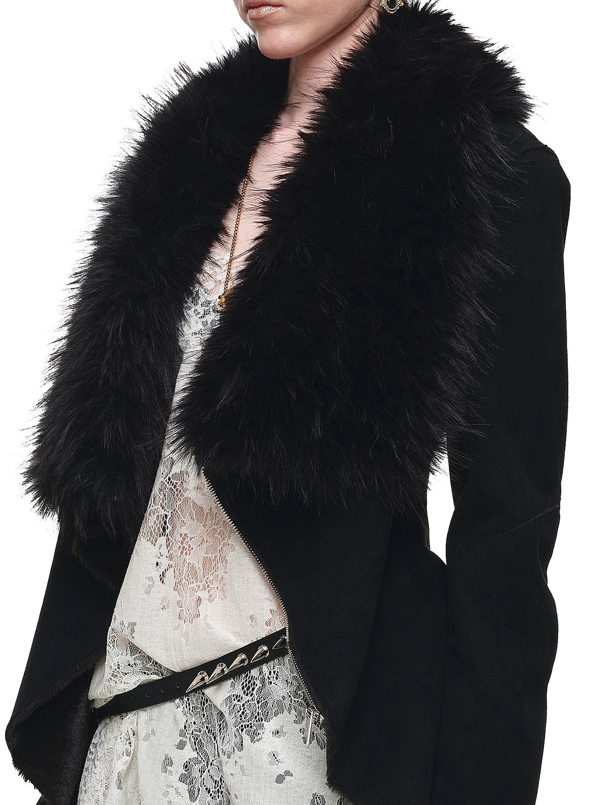 1Jinn Studio Faux Fur Suede Asymmetric Jacket | Canton Collective