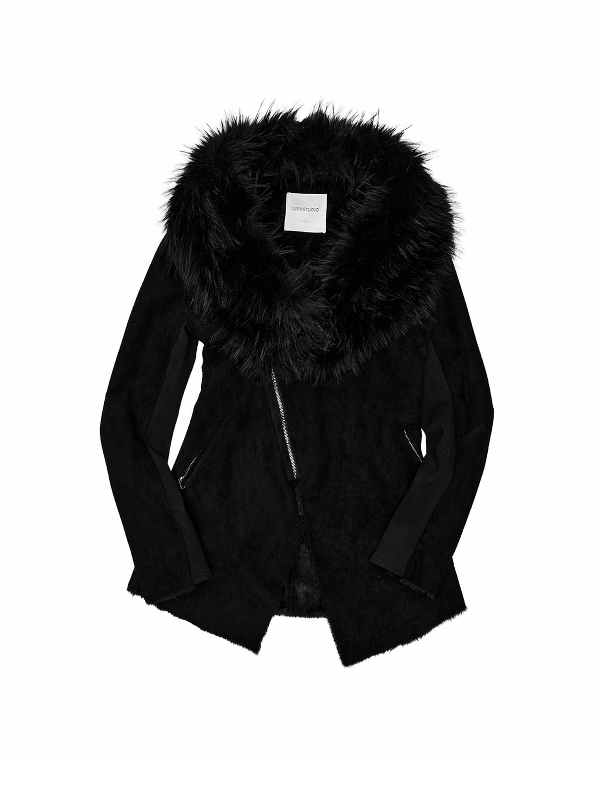 1Jinn Studio Faux Fur Suede Asymmetric Jacket | Canton Collective