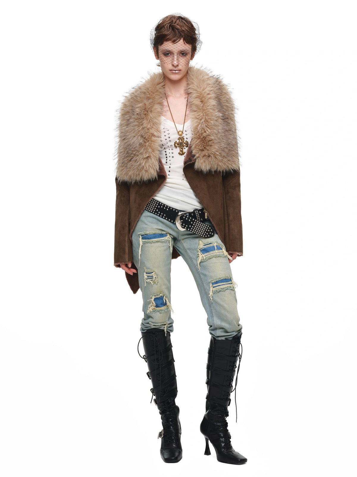 1Jinn Studio Faux Fur Suede Asymmetric Jacket | Canton Collective