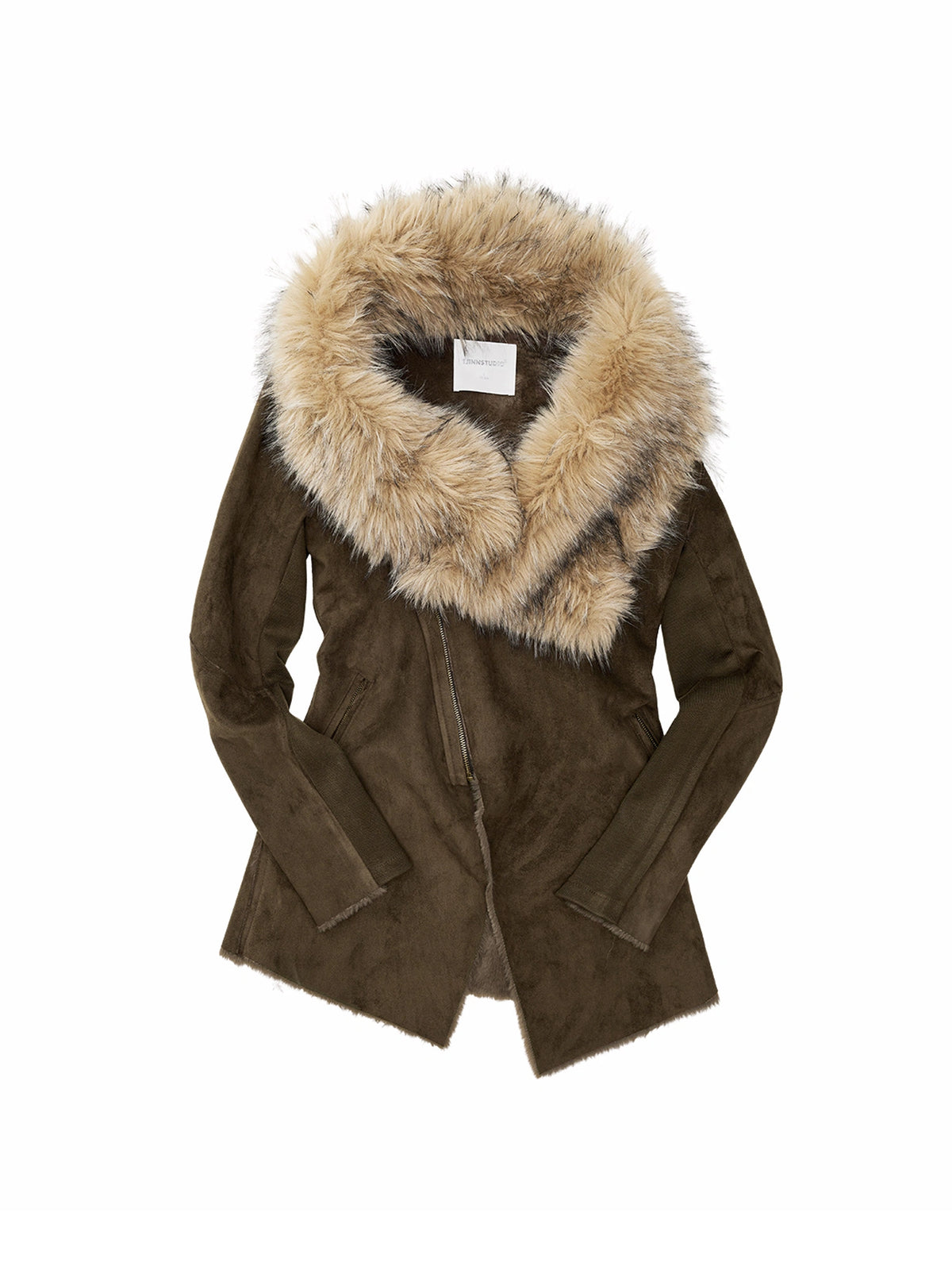 1Jinn Studio Faux Fur Suede Asymmetric Jacket | Canton Collective