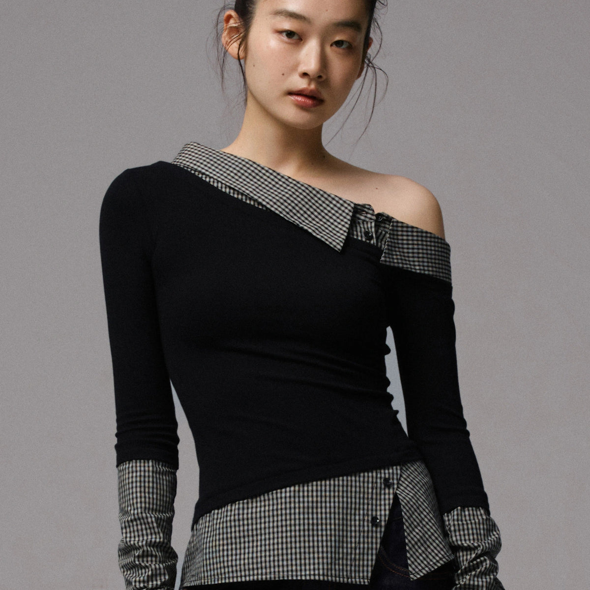 Faux Two Piece Off Shoulder Top - Tops | Canton Collective