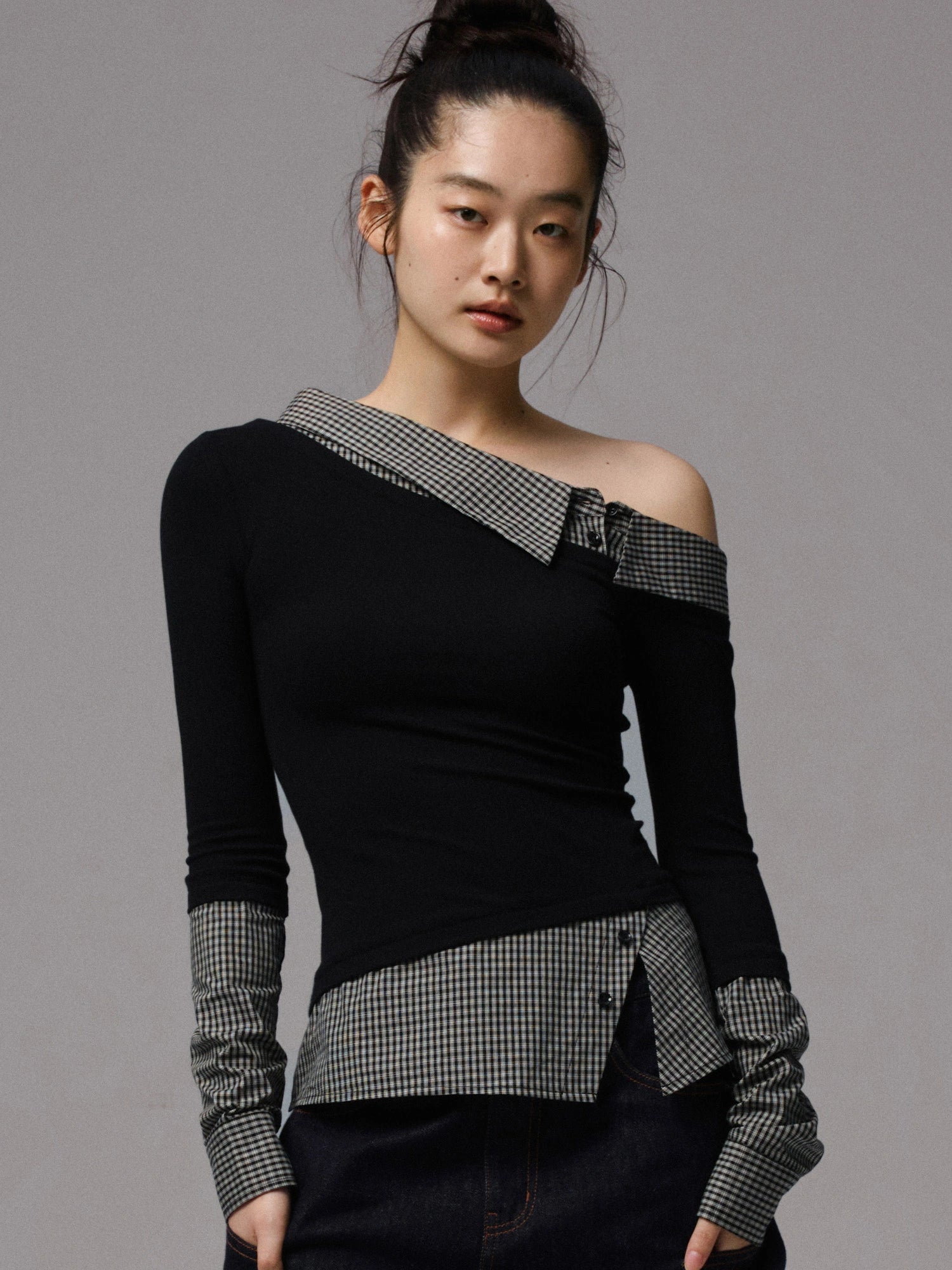 1Jinn Studio Faux Two Piece Off Shoulder Top | Canton Collective