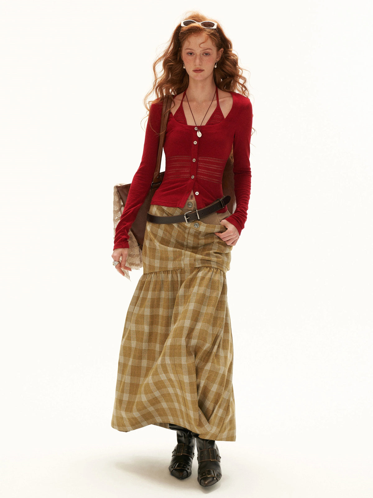 MAMC Fitted Layered Halter Long Sleeve Cardigan | Canton Collective