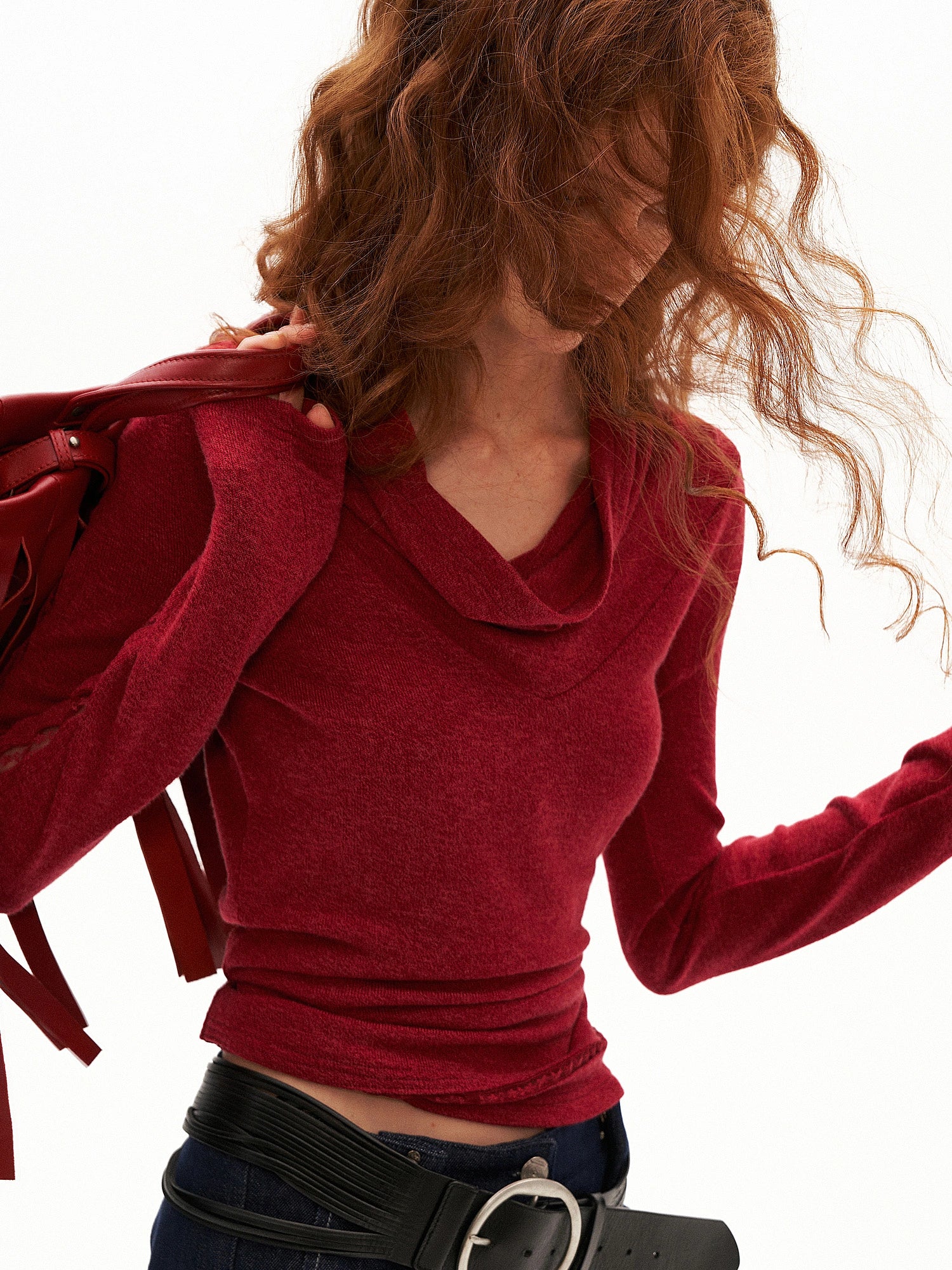 MAMC Fitted Long Sleeve Hooded Cowl Neck Top | Canton Collective