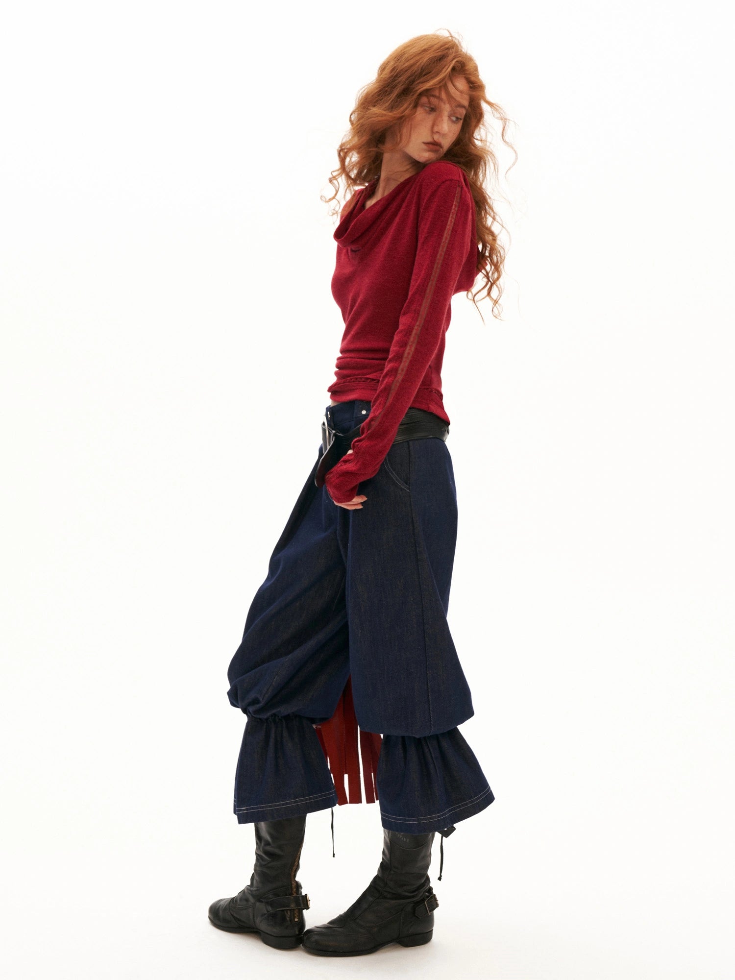 MAMC Fitted Long Sleeve Hooded Cowl Neck Top | Canton Collective
