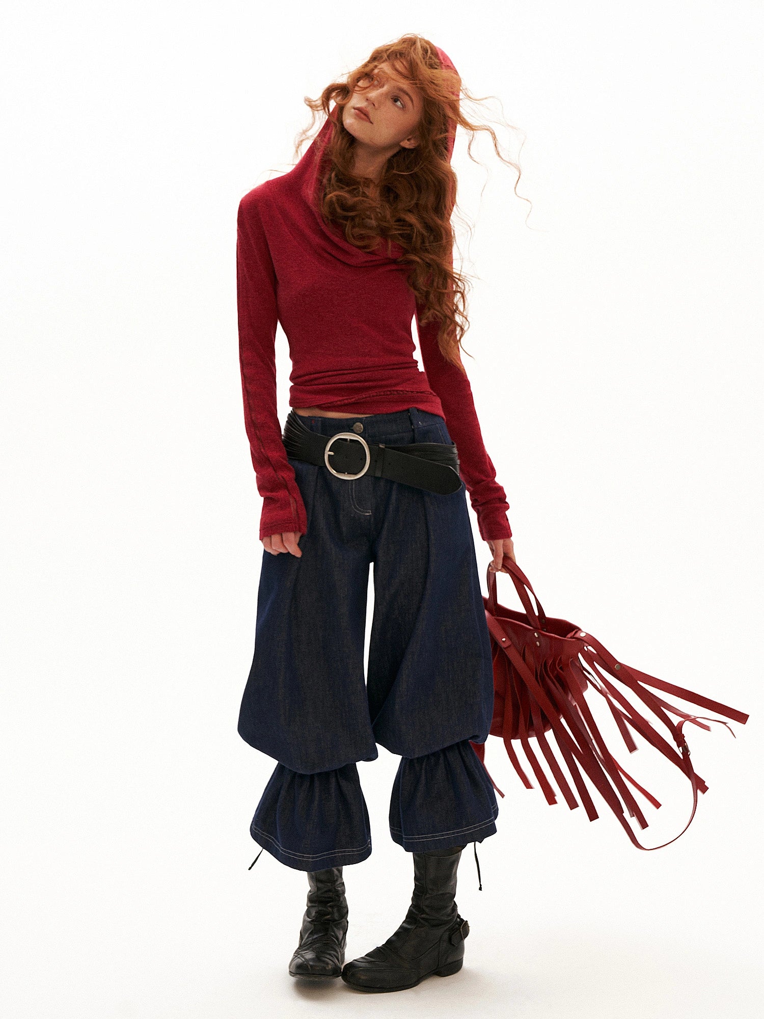 MAMC Fitted Long Sleeve Hooded Cowl Neck Top | Canton Collective