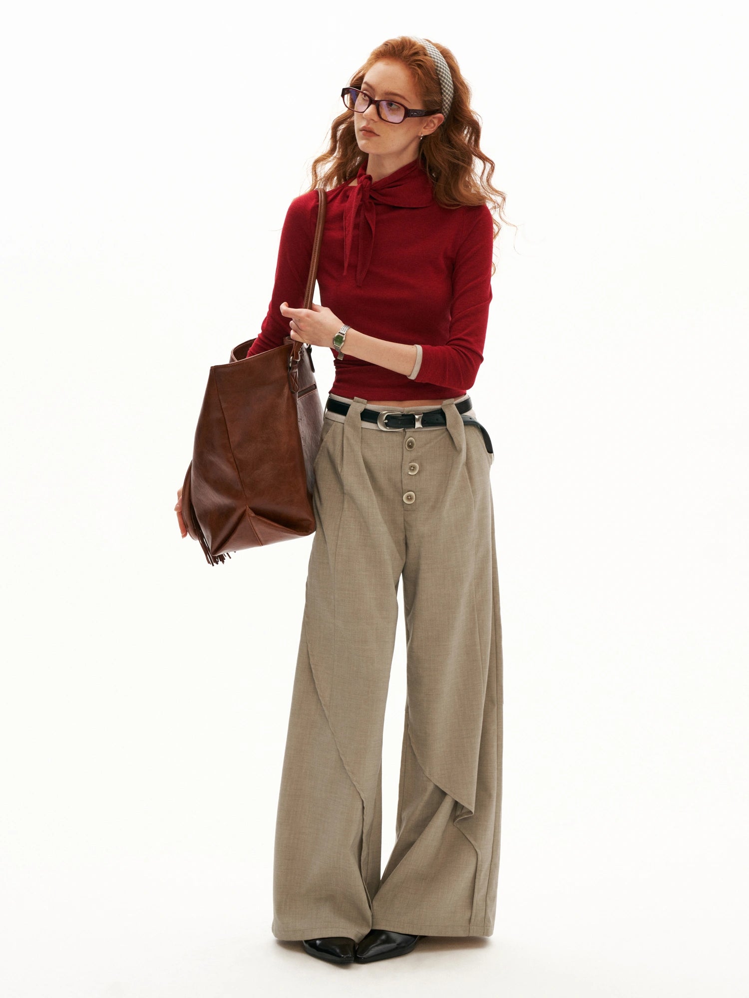MAMC Fitted Long Sleeve Neck Scarf Top | Canton Collective