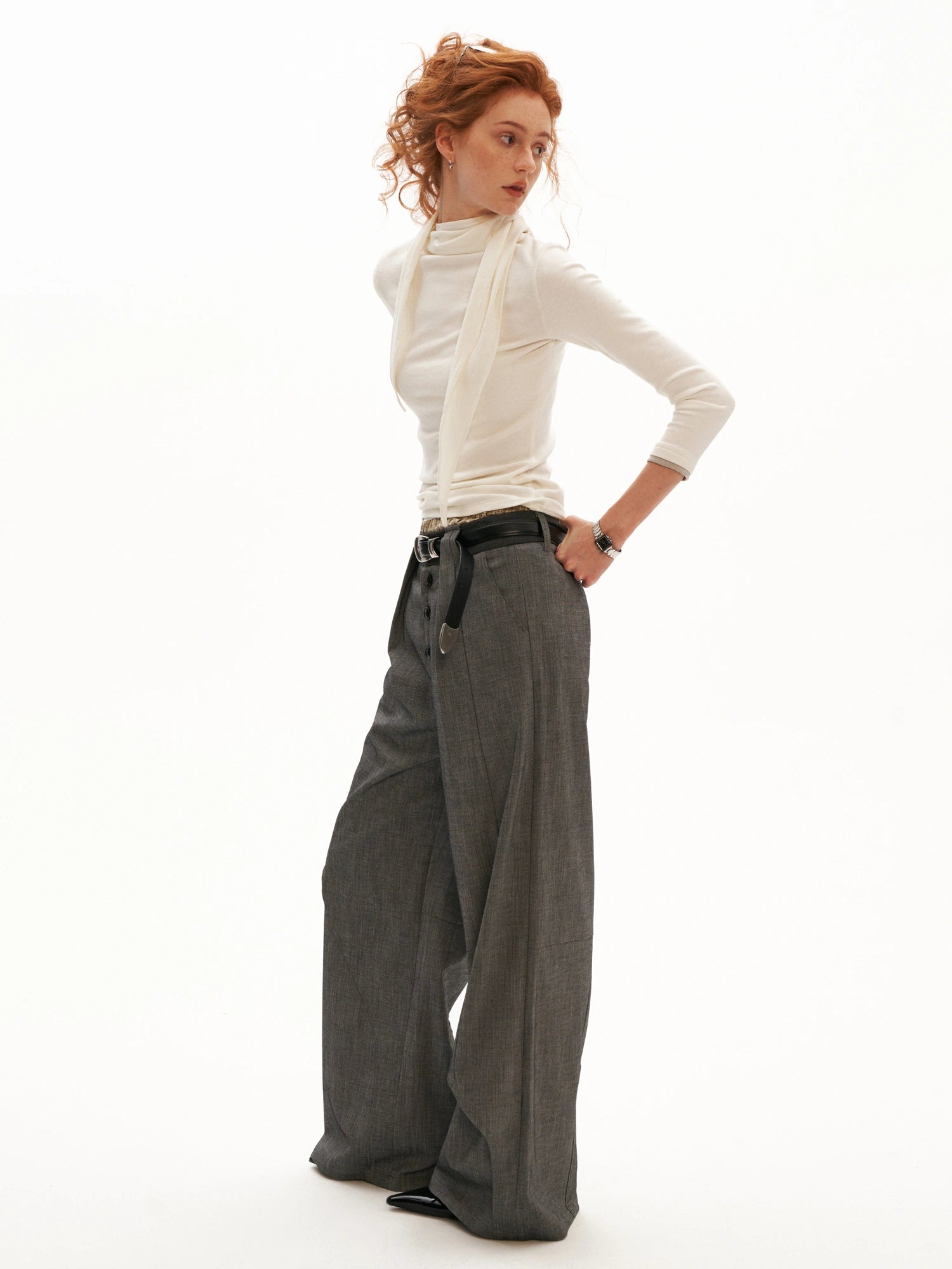 MAMC Fitted Long Sleeve Neck Scarf Top | Canton Collective