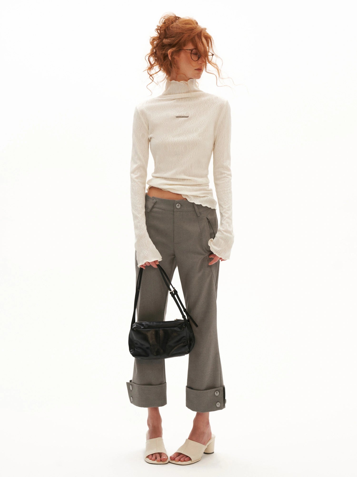 MAMC Fitted Long Sleeve Textured Turtleneck Top | Canton Collective