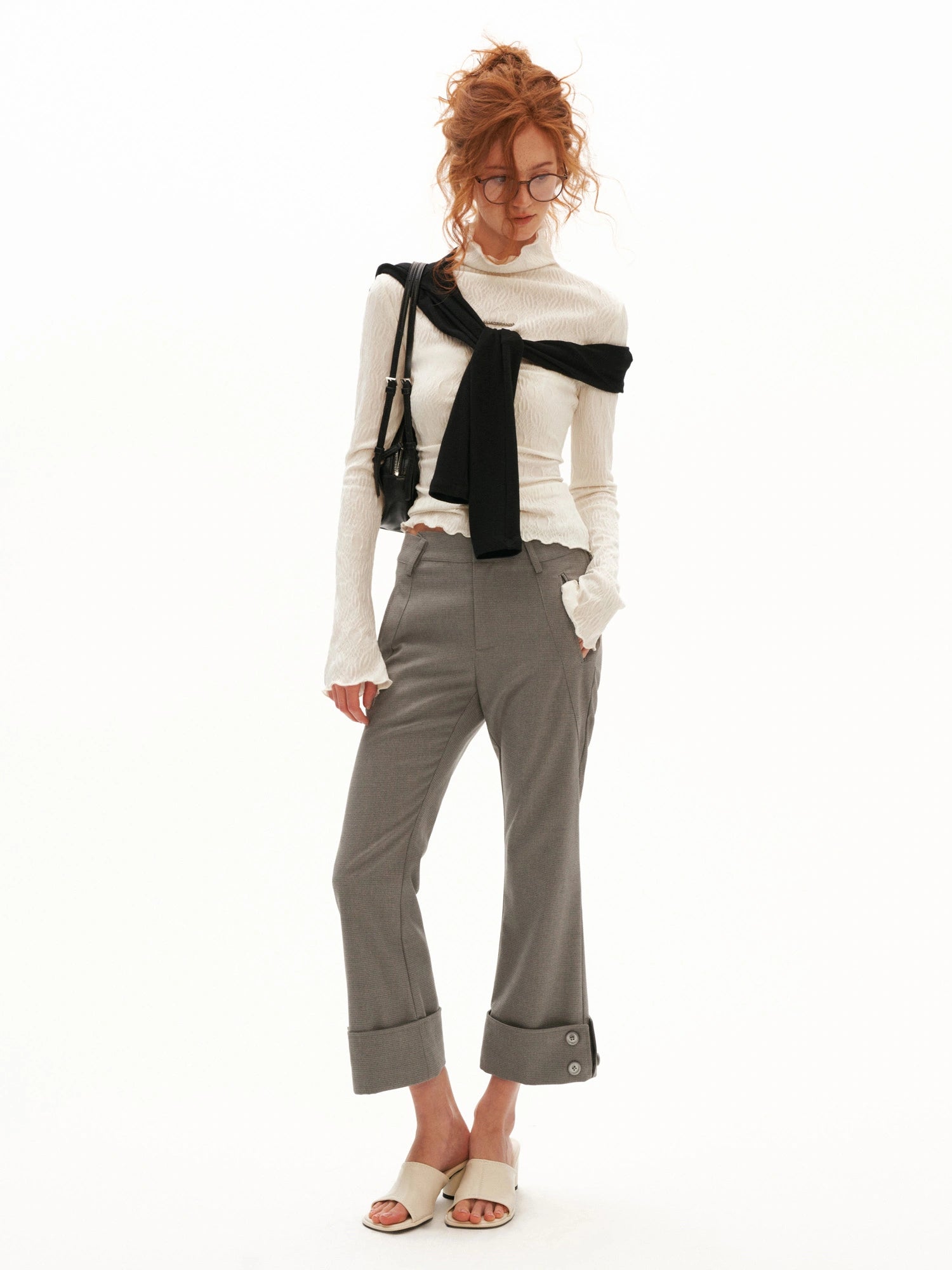 MAMC Fitted Long Sleeve Textured Turtleneck Top | Canton Collective
