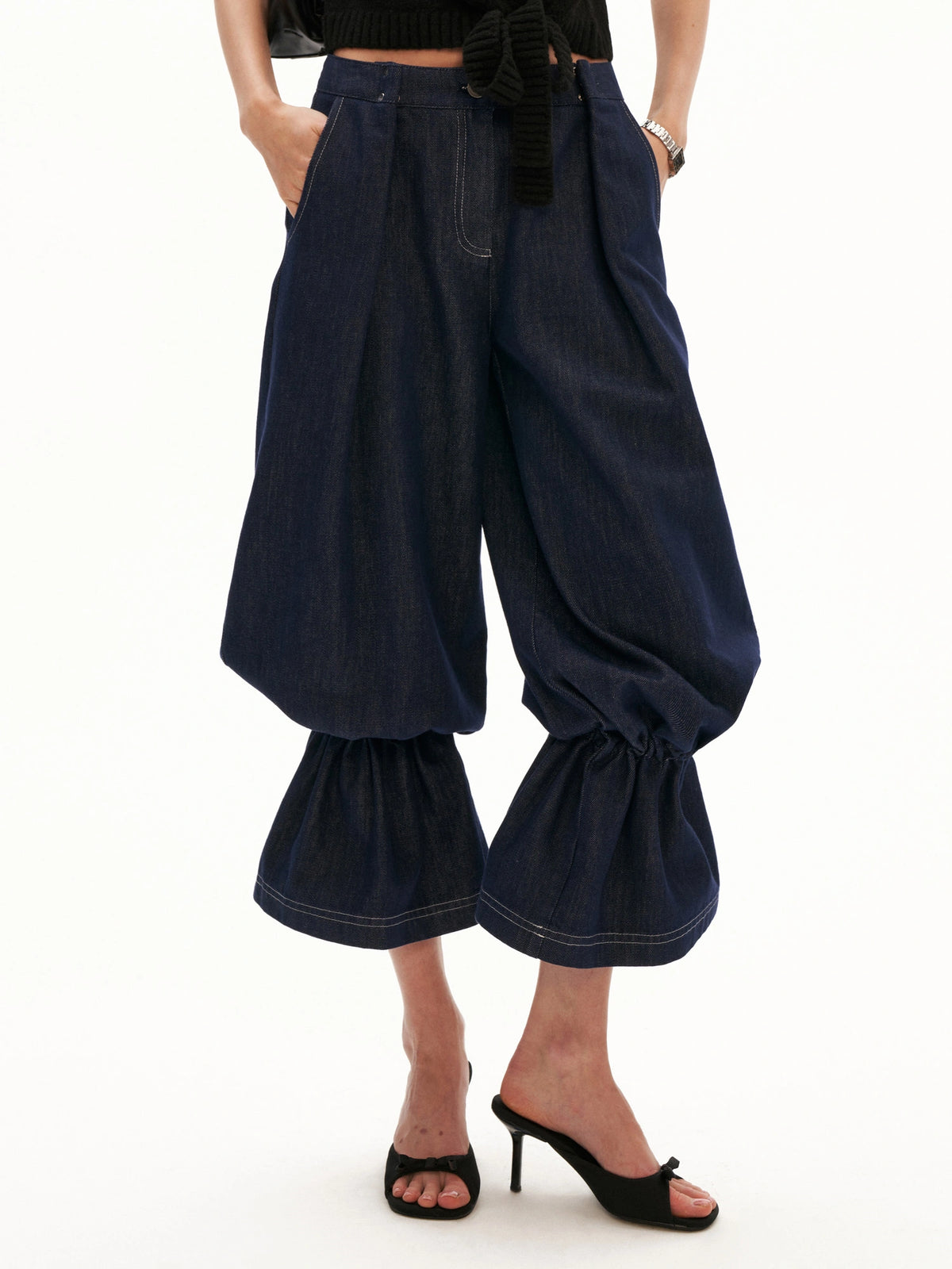 MAMC Flare Cuffs Cropped Barrel Leg Jeans | Canton Collective