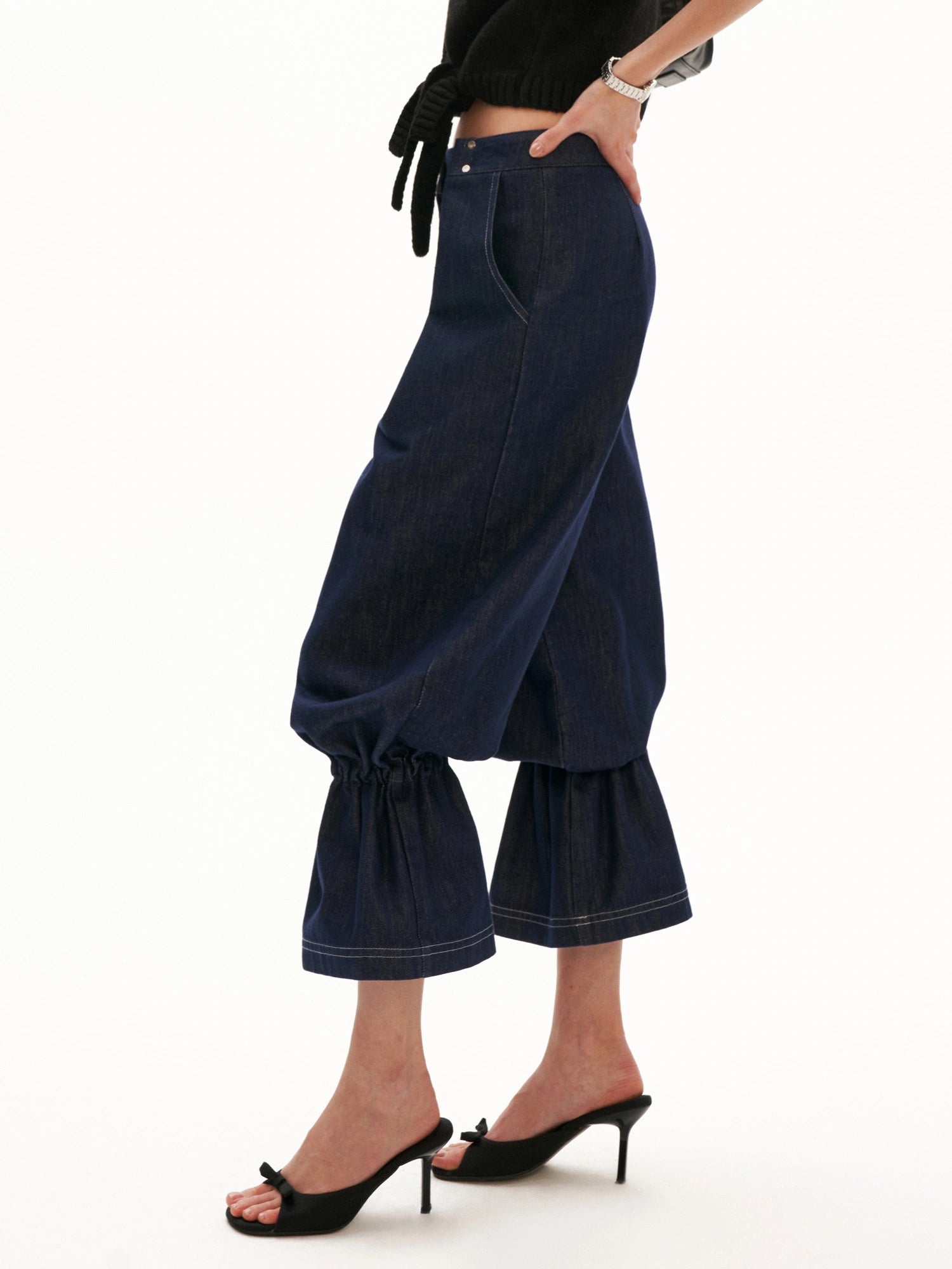 MAMC Flare Cuffs Cropped Barrel Leg Jeans | Canton Collective