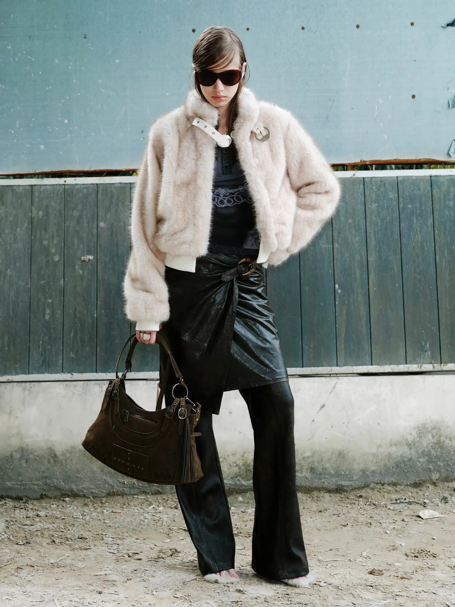 2th Desire Flared Distressed Leather Pants | Canton Collective