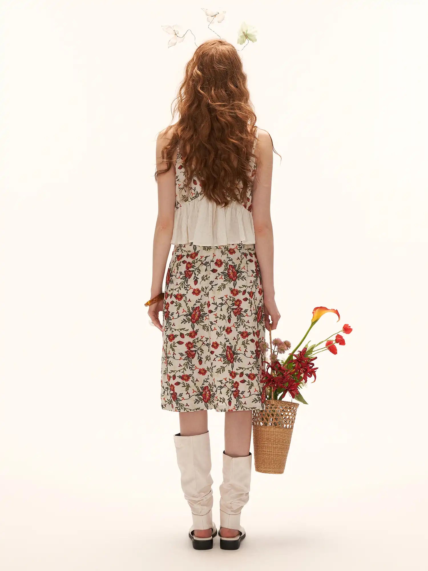 MAMC Floral Embroidered Flyaway Ruffle Babydoll Top | Canton Collective
