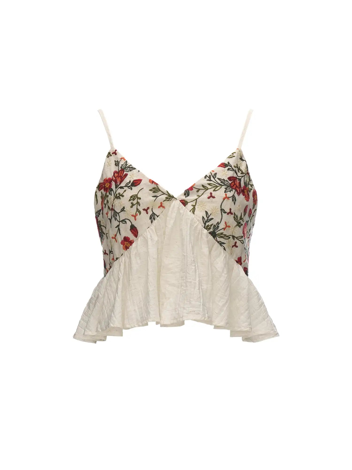 MAMC Floral Embroidered Flyaway Ruffle Babydoll Top | Canton Collective