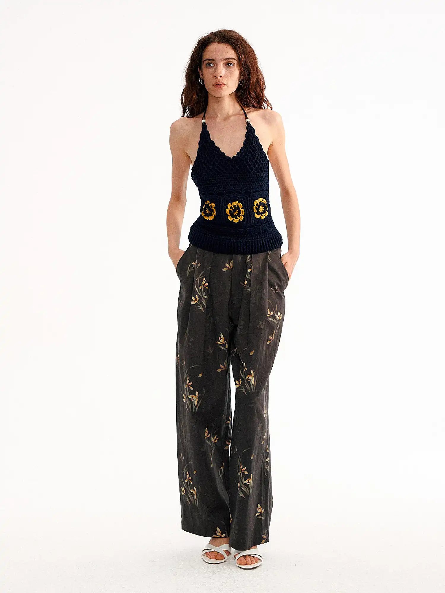 Muse Naps Floral Granny Square Crochet Halter Top | Canton Collective