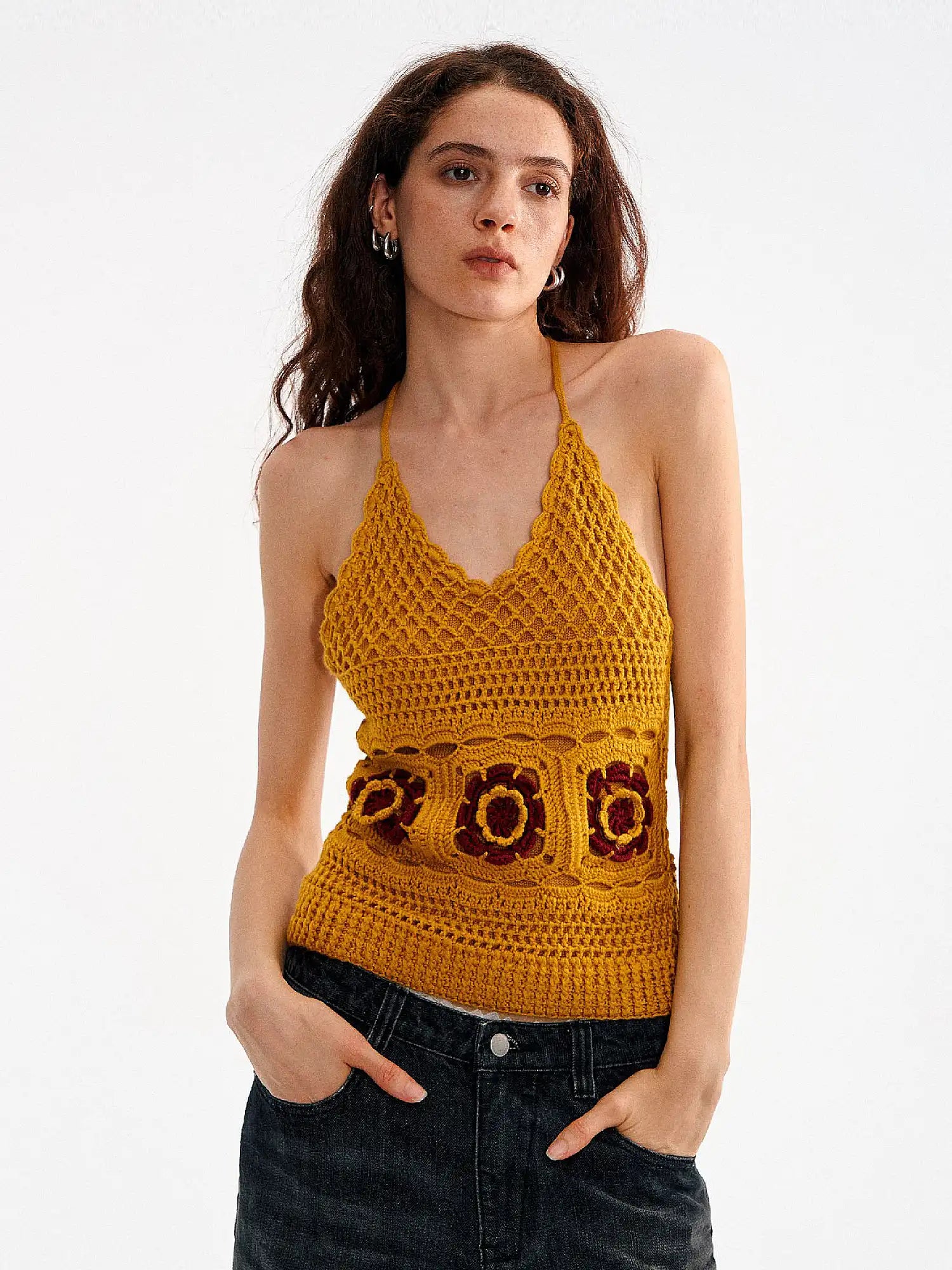 Muse Naps Floral Granny Square Crochet Halter Top | Canton Collective