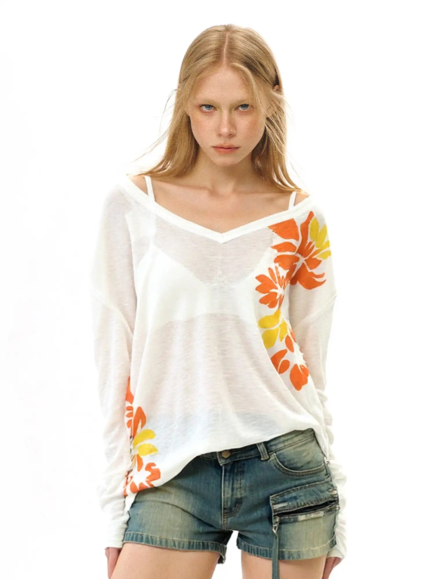 Deleteex Floral Off Shoulder Sheer Top | Canton Collective