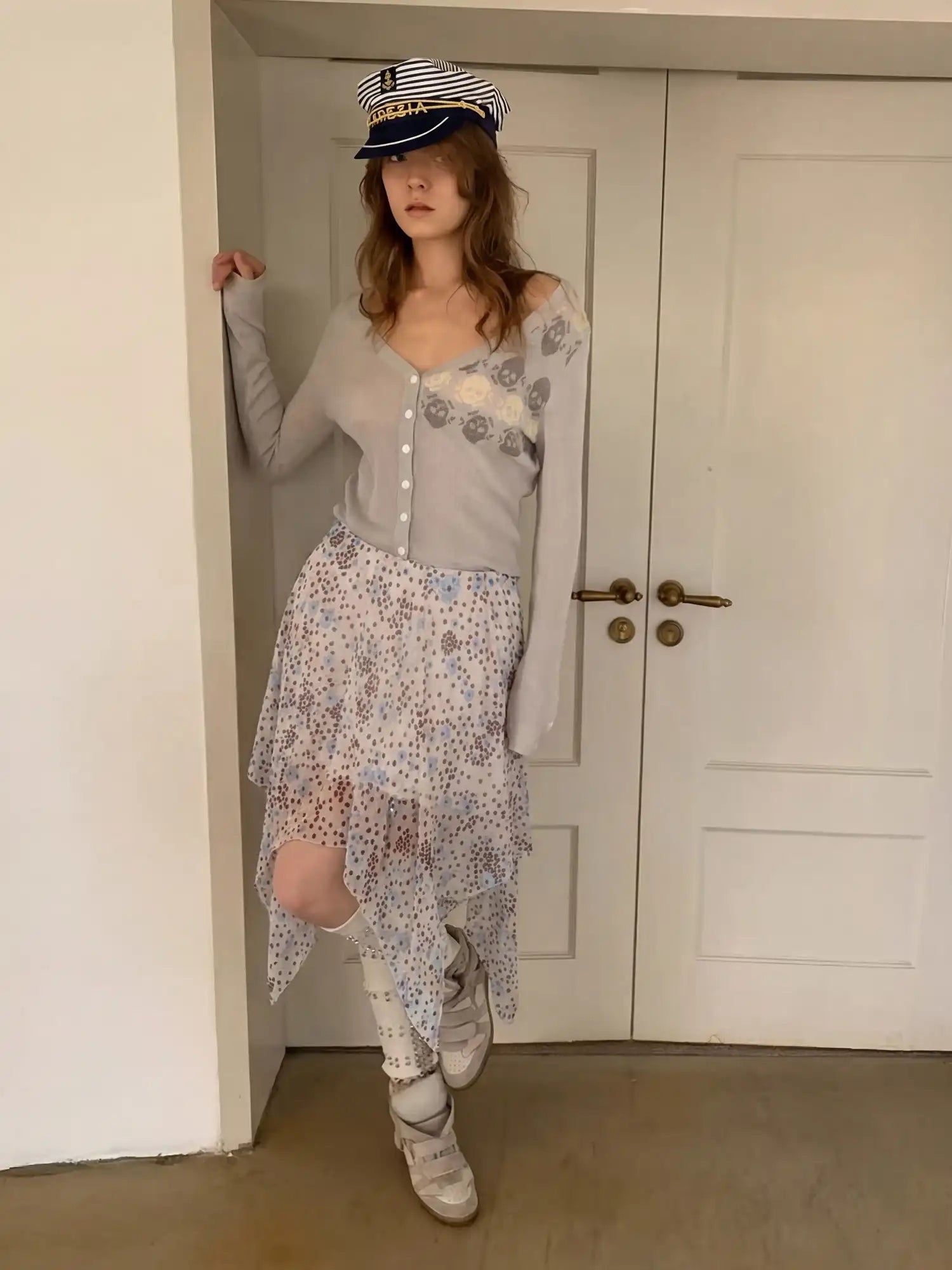 CantonCollective Design Floral Paisley Asymmetric Midi Skirt with Breezy Handkerchief Cut | Canton Collective