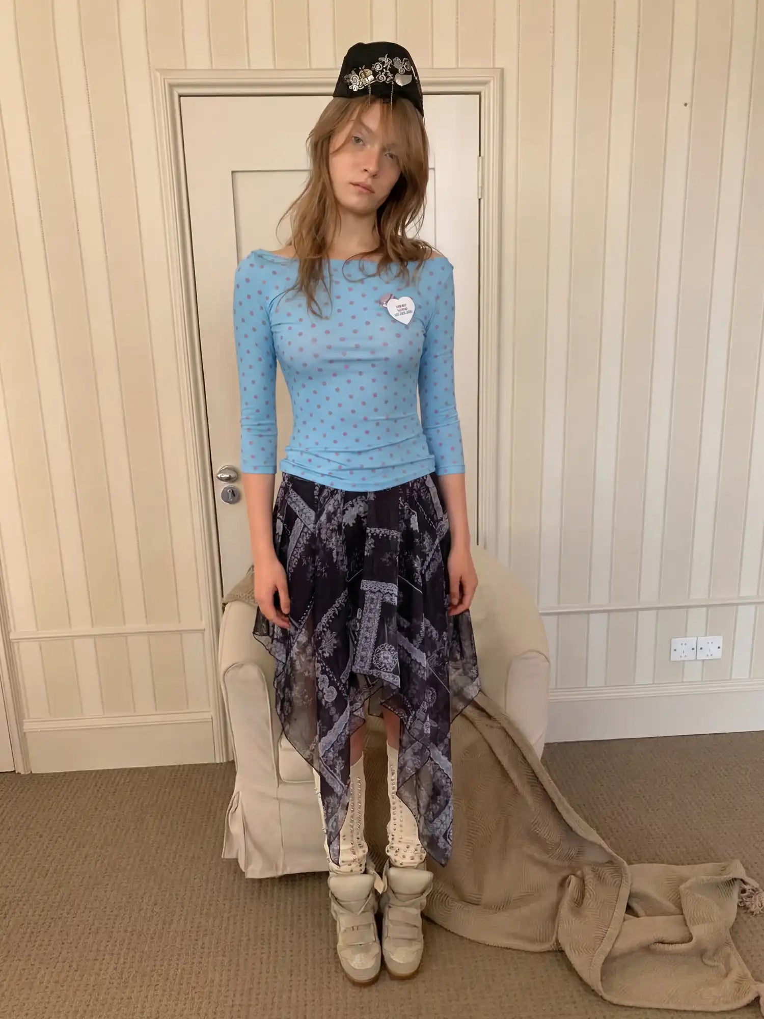 CantonCollective Design Floral Paisley Asymmetric Midi Skirt with Breezy Handkerchief Cut | Canton Collective