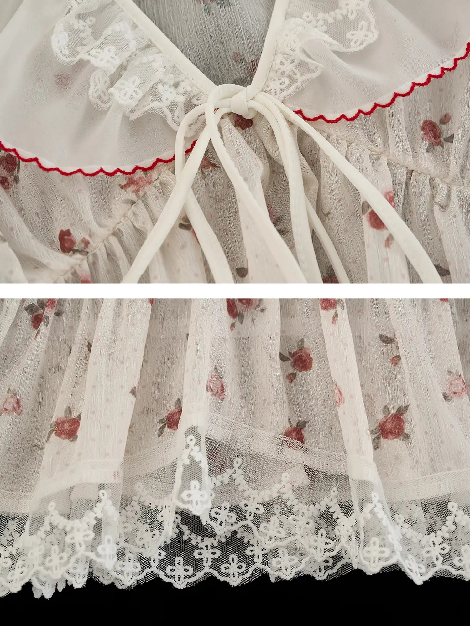 MAMC Floral Tie Front Ruffle Crop Top | Canton Collective