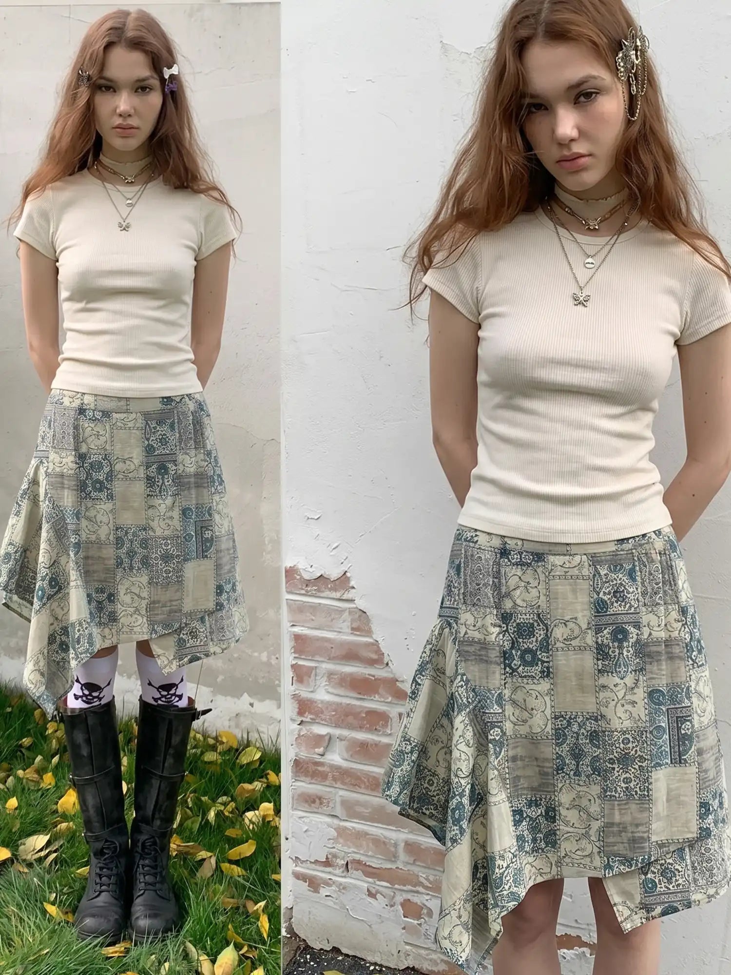 CantonCollective Design Floral Wrap Skirt with Handkerchief Hem | Canton Collective