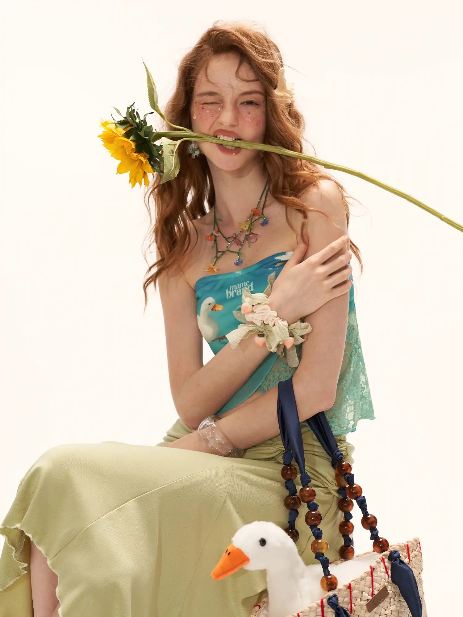 MAMC Flyaway Lace-Trim Blue Tube Top | Canton Collective