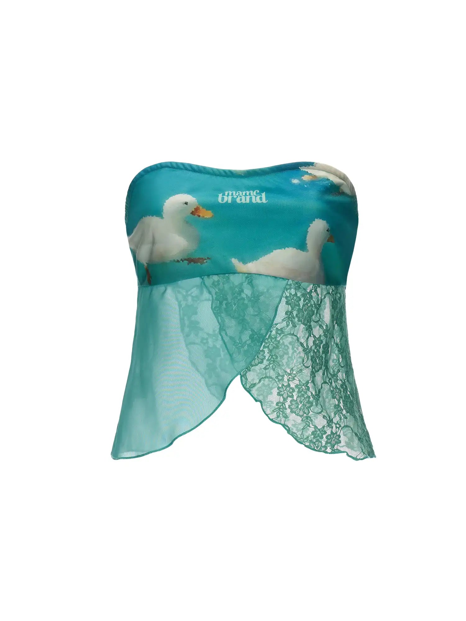 MAMC Flyaway Lace-Trim Blue Tube Top | Canton Collective