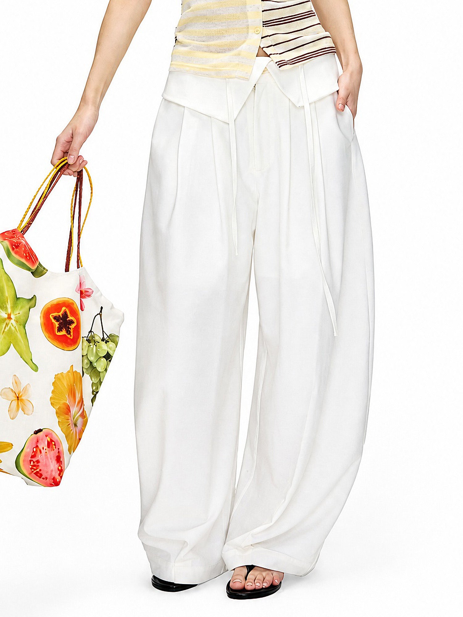 Outtheblue Fold Over Wide-Leg Barrel Trousers | Canton Collective