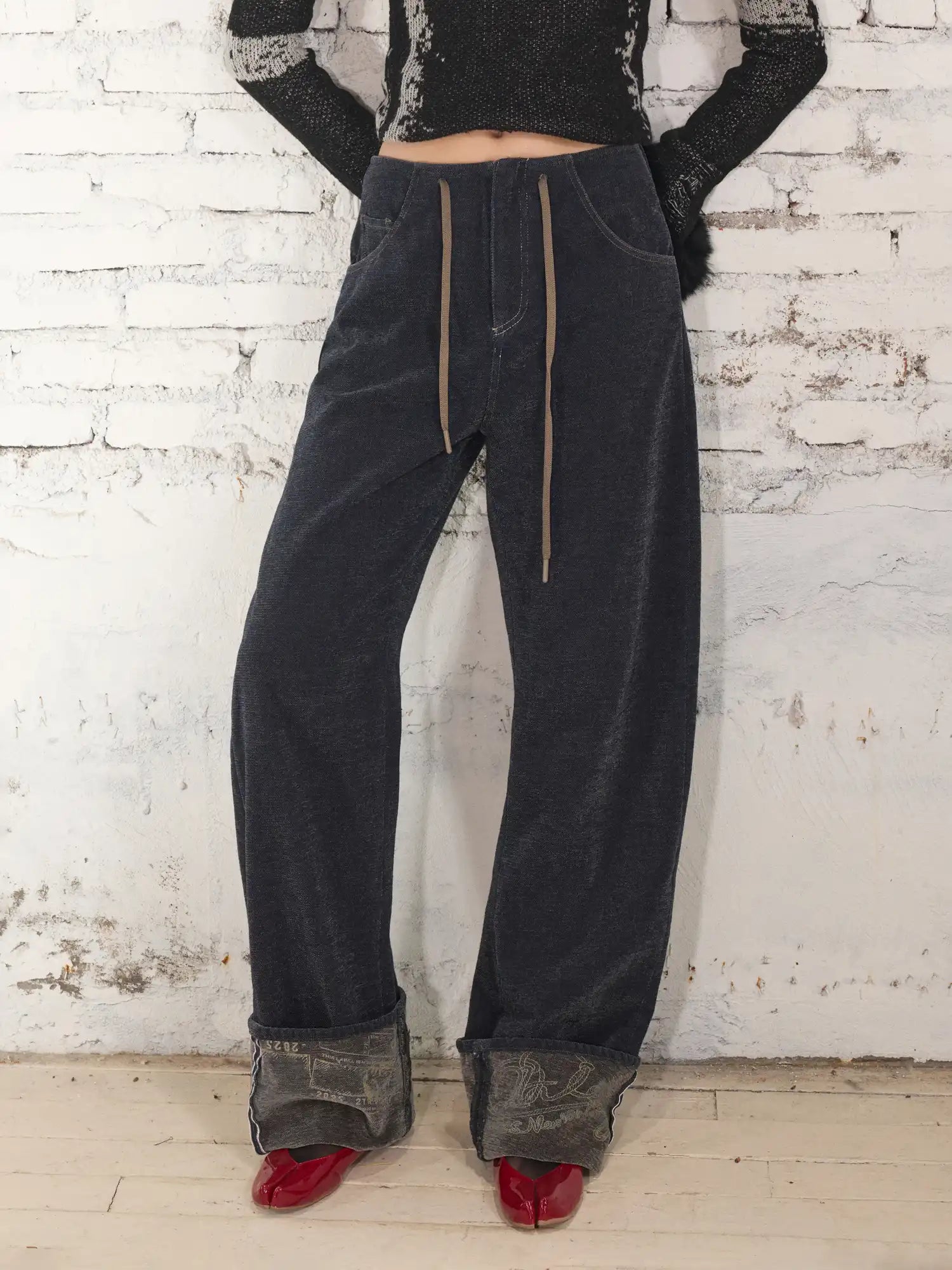 2th Desire Folded-Hem Printed Hand-Washed Jeans | Canton Collective