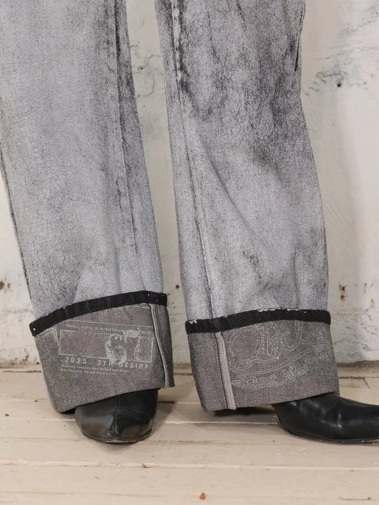 2th Desire Folded-Hem Printed Hand-Washed Jeans | Canton Collective