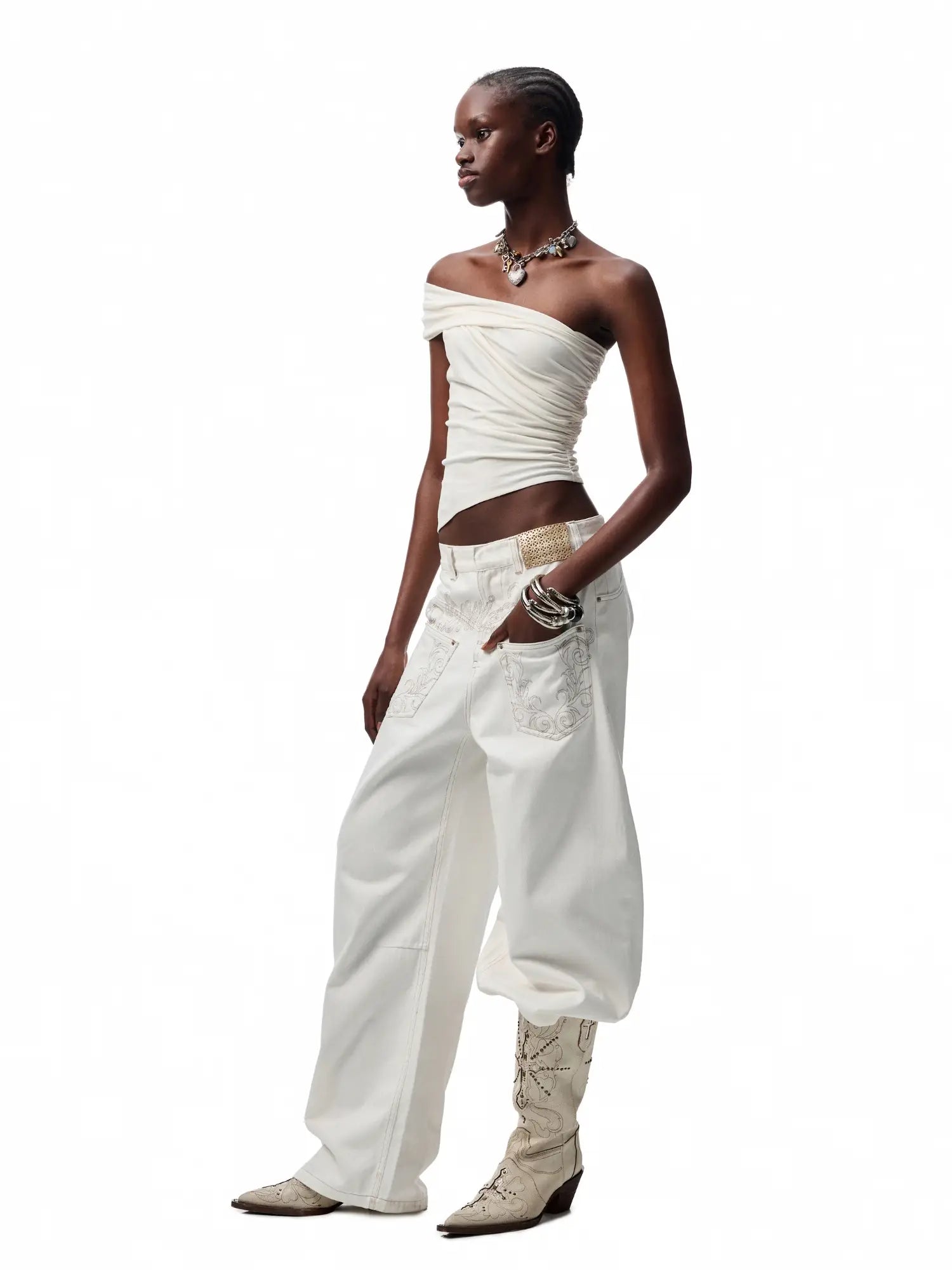 1Jinn Studio Foldover Collar Asymmetric Tank Top | Canton Collective