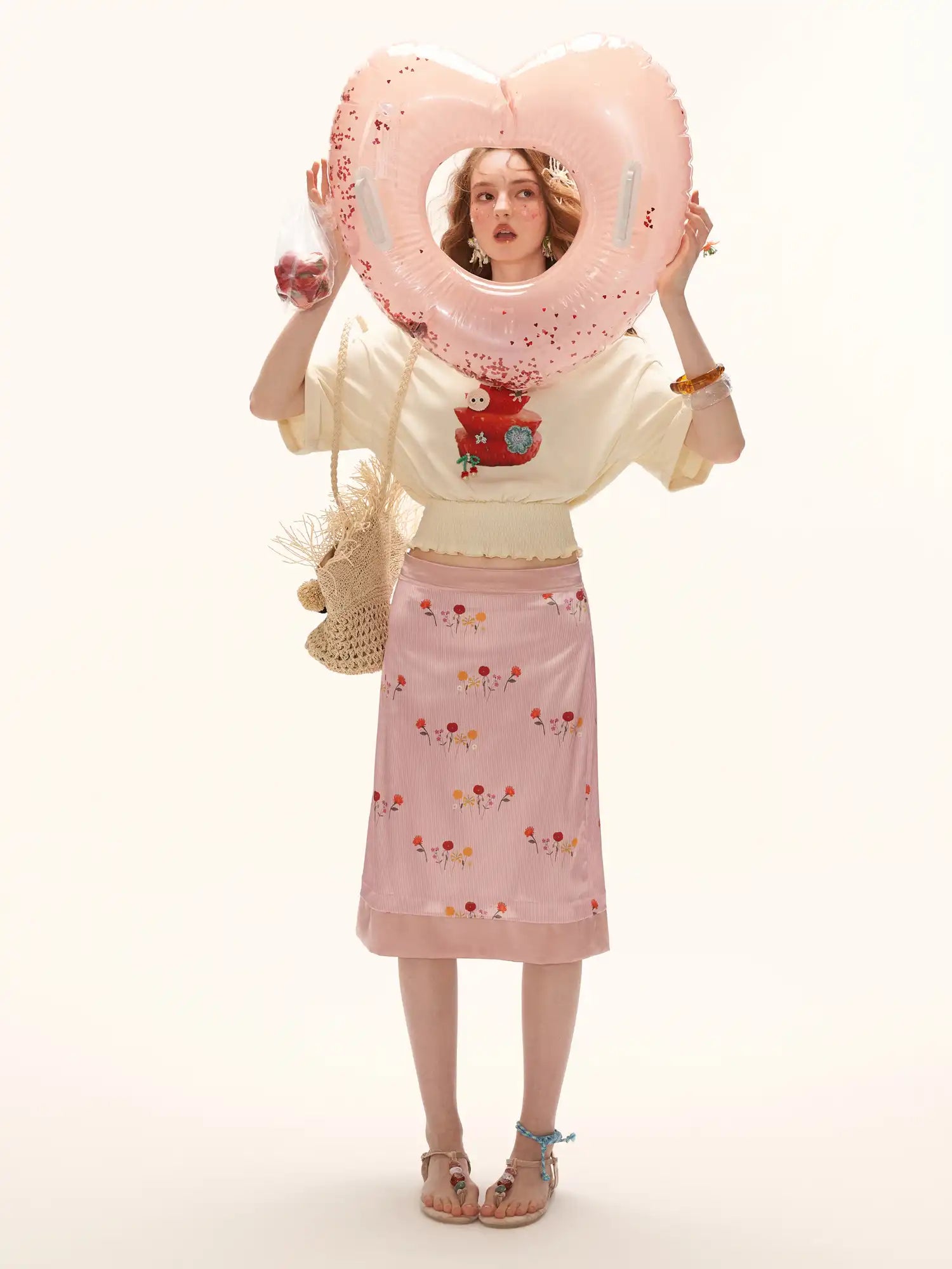 MAMC French Floral Silky Satin Midi Skirt | Canton Collective