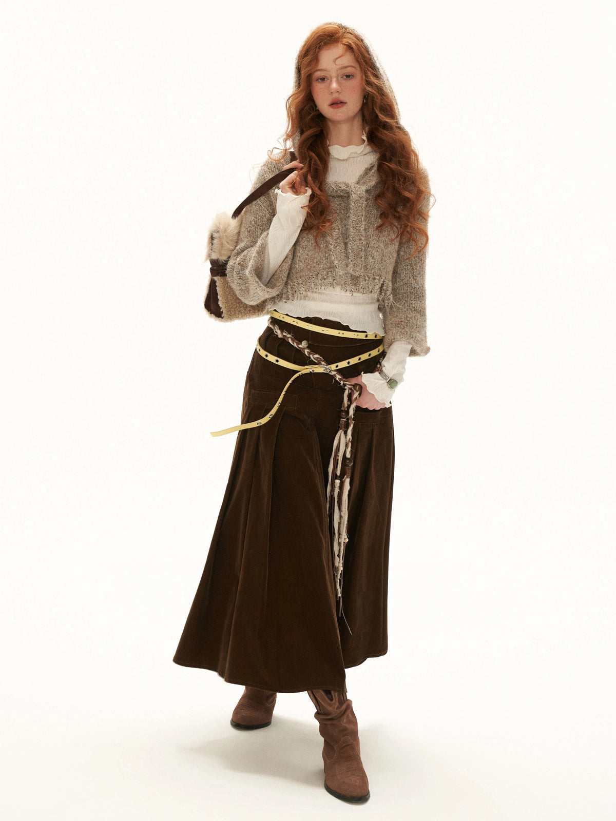 MAMC Fringe Hem Cropped Hooded Sweater | Canton Collective