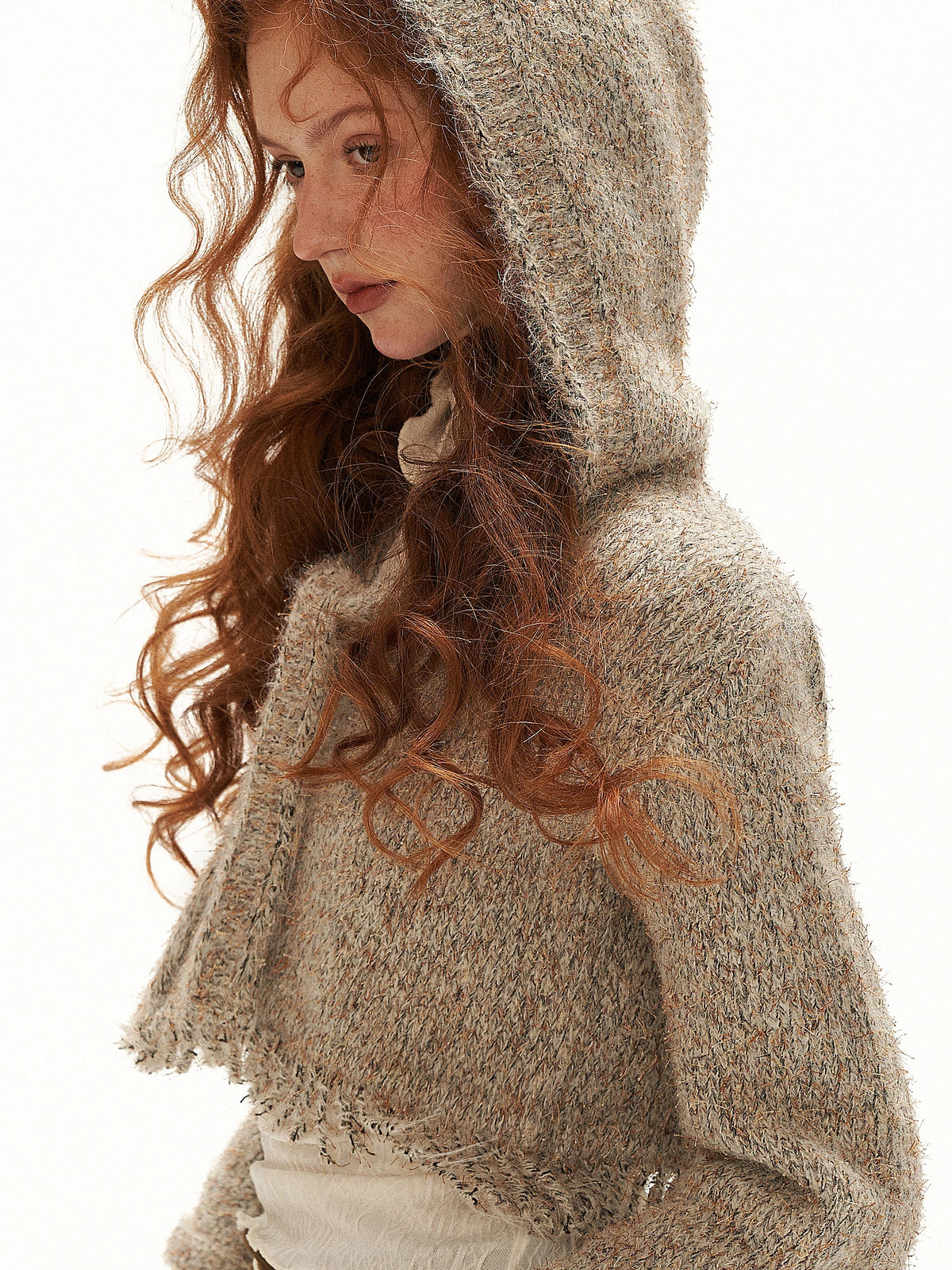 MAMC Fringe Hem Cropped Hooded Sweater | Canton Collective