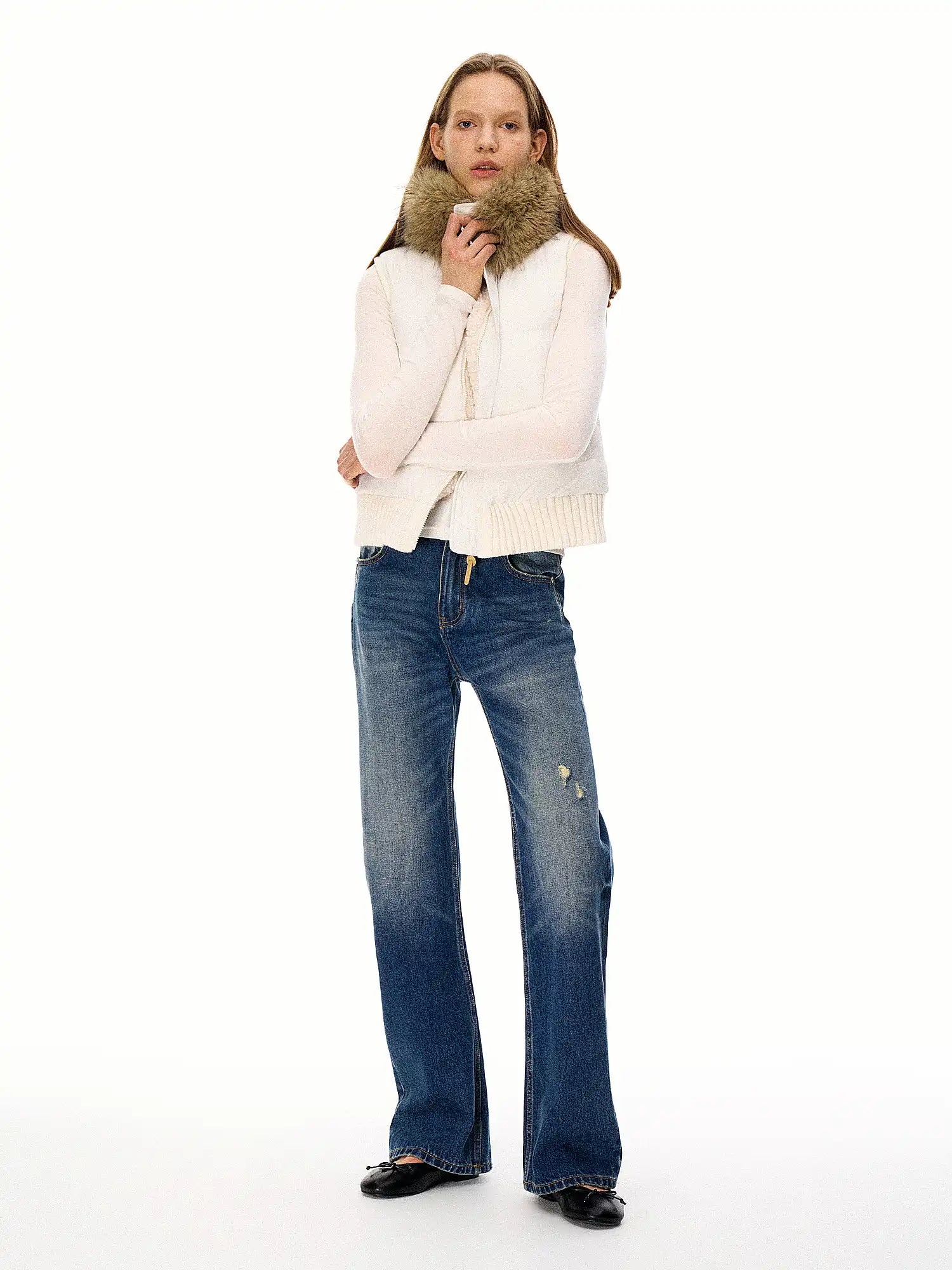 FirstFloor Fur Collar Reversible Cotton-Padded Vest | Canton Collective