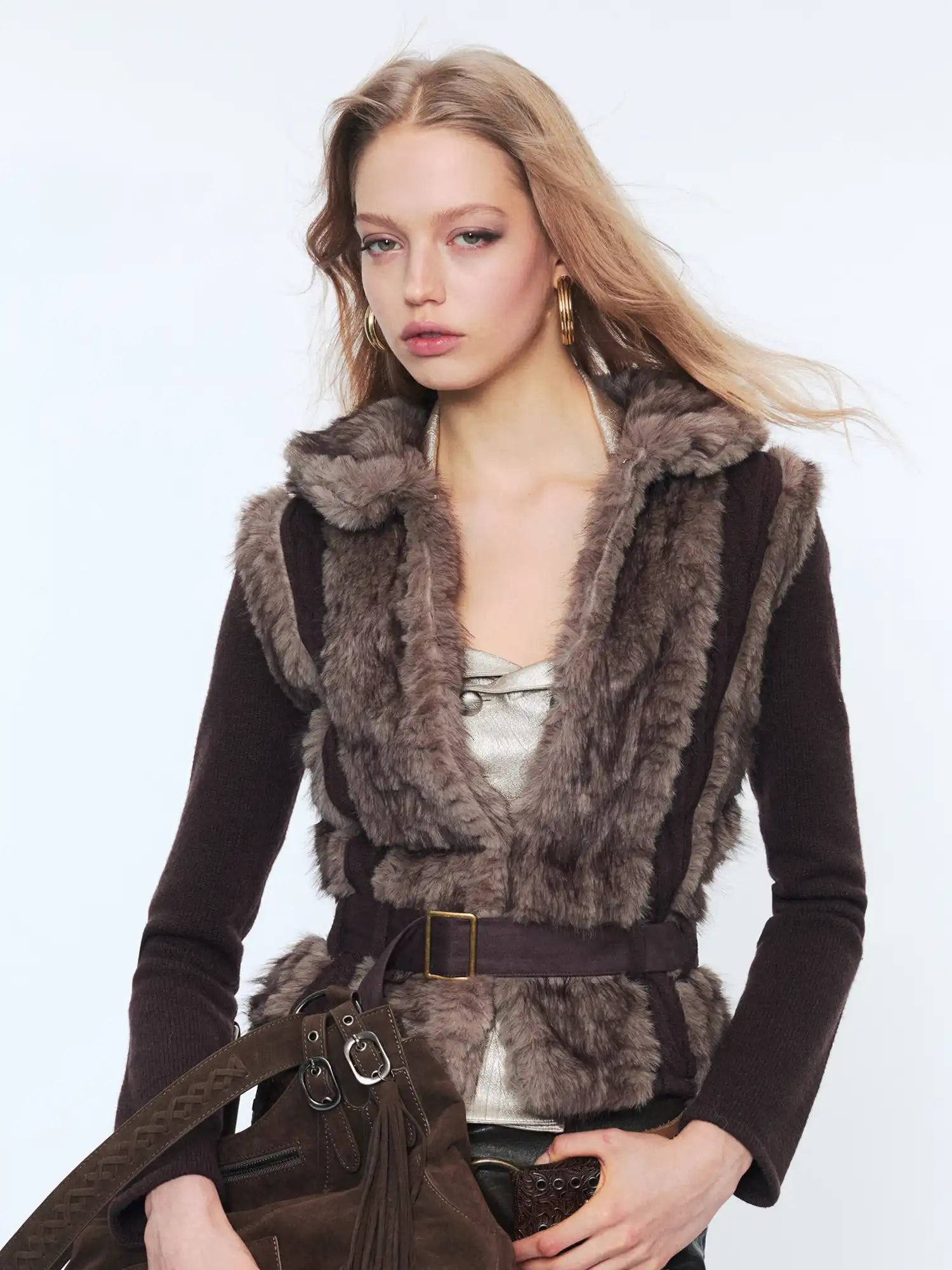 2th Desire Fur Front Knit Back Sweater Jacket | Canton Collective