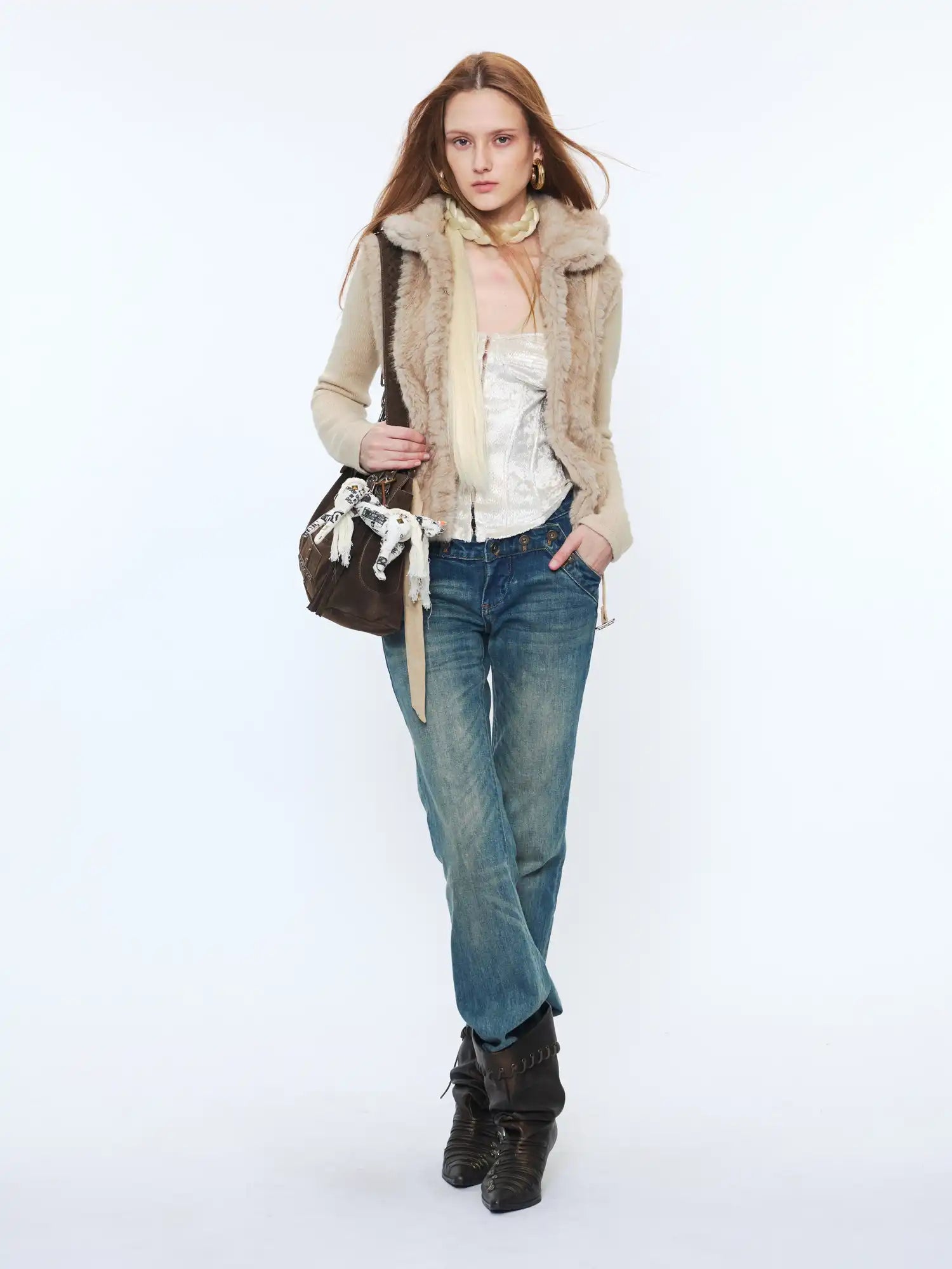 2th Desire Fur Front Knit Back Sweater Jacket | Canton Collective