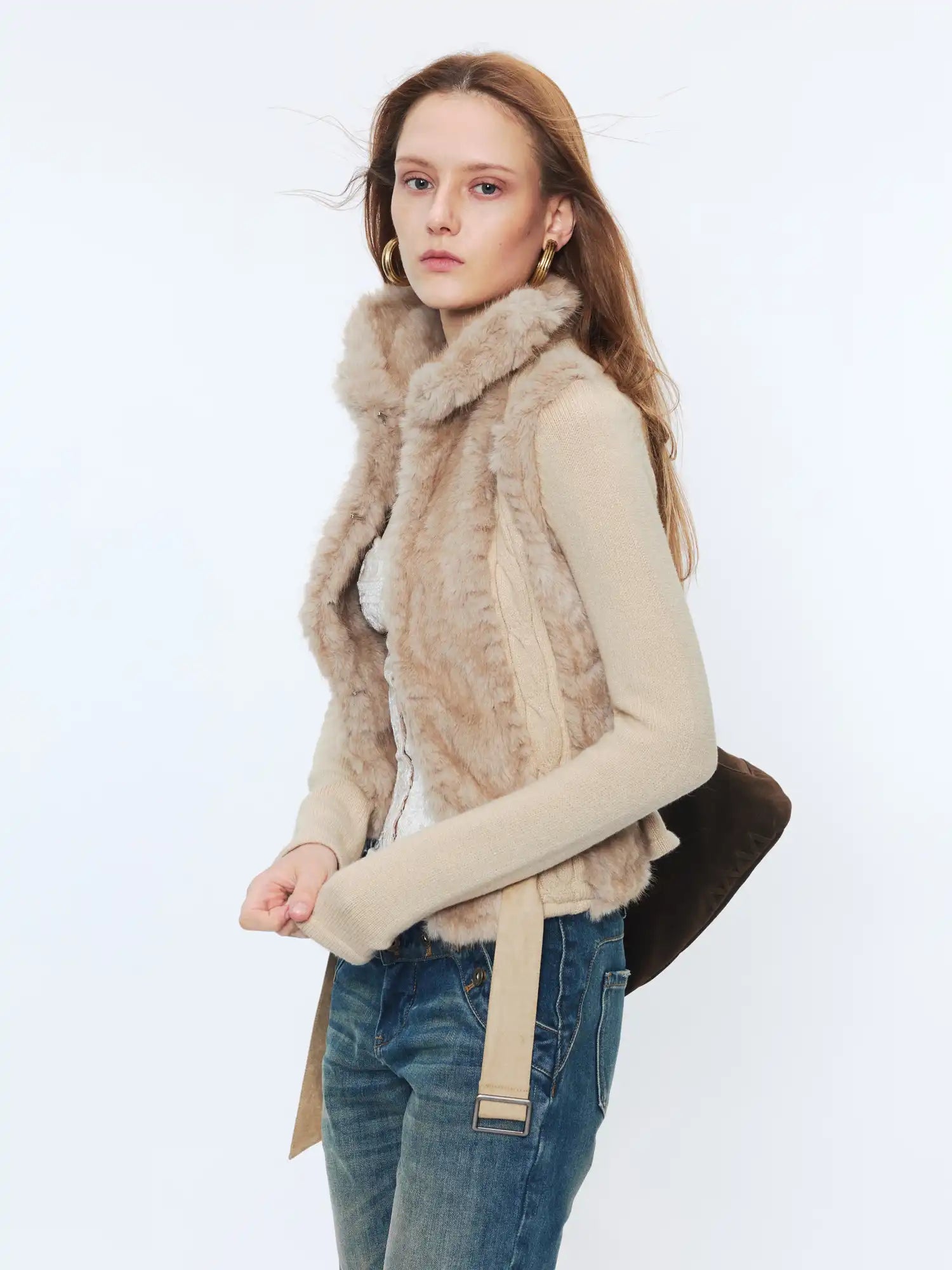 2th Desire Fur Front Knit Back Sweater Jacket | Canton Collective
