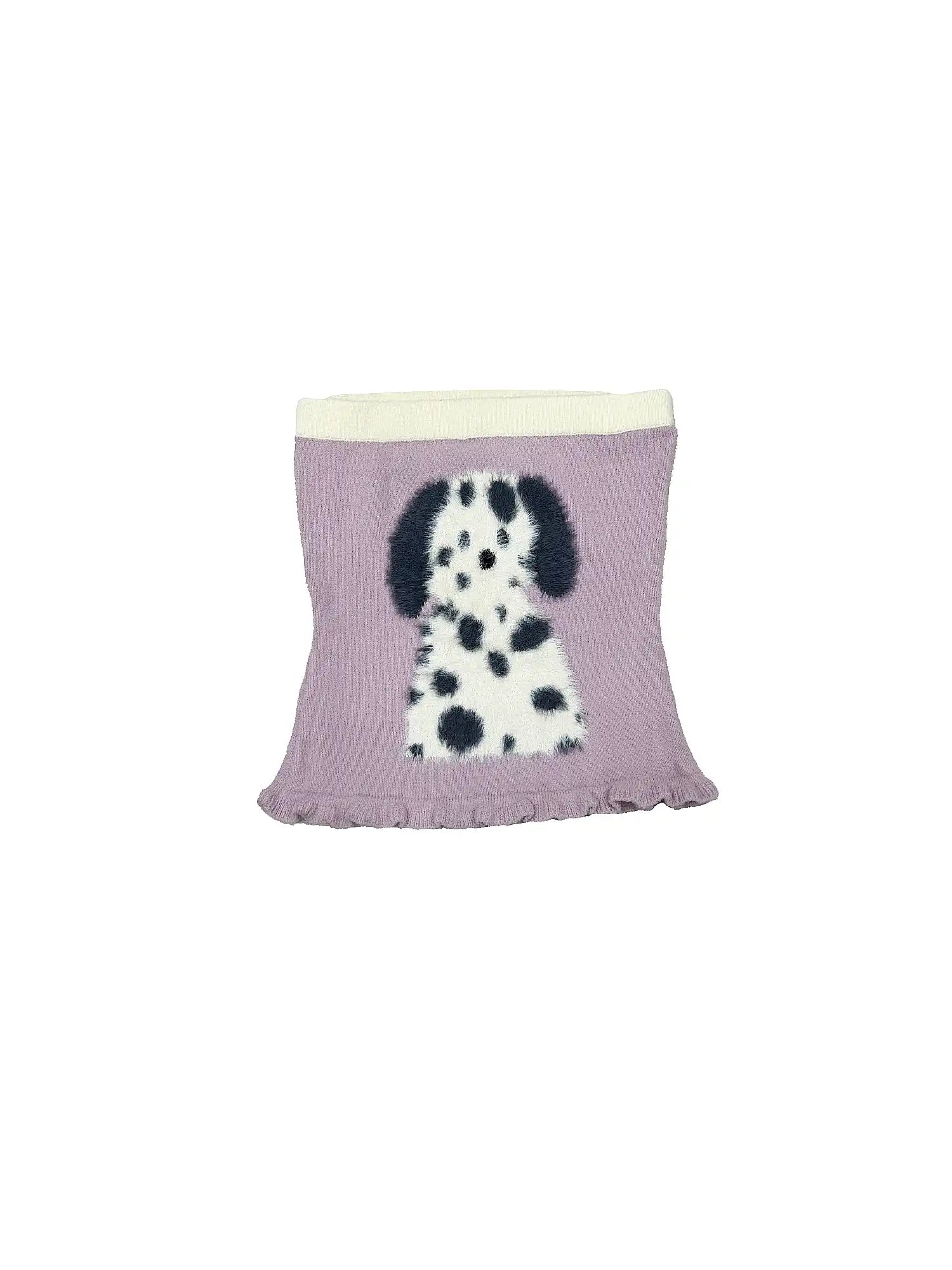 Deleteex Fuzzy Dalmatian Print Tube Top Faux Mink Knit Strapless Fitted Bandeau | Canton Collective