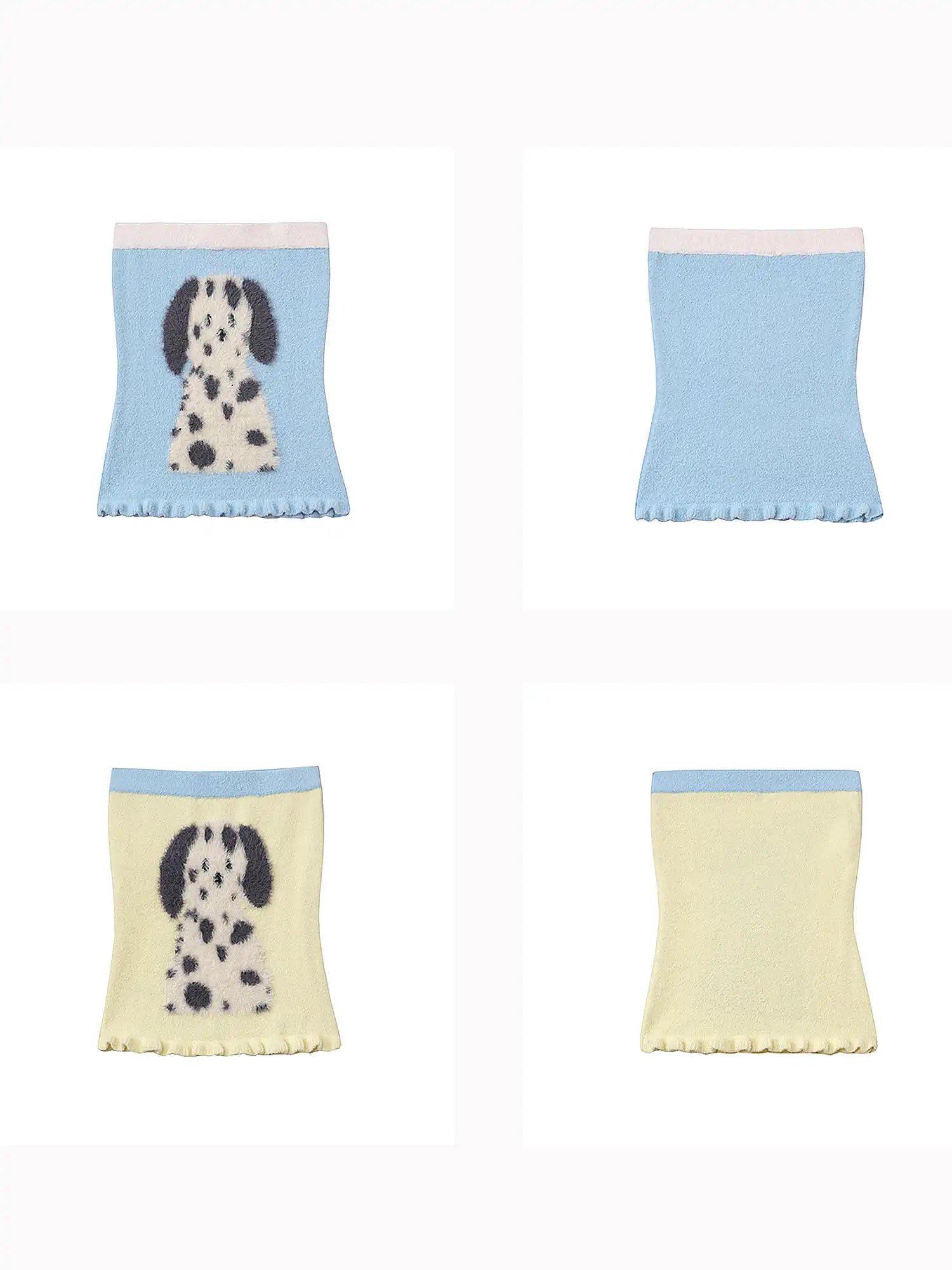Deleteex Fuzzy Dalmatian Print Tube Top Faux Mink Knit Strapless Fitted Bandeau | Canton Collective
