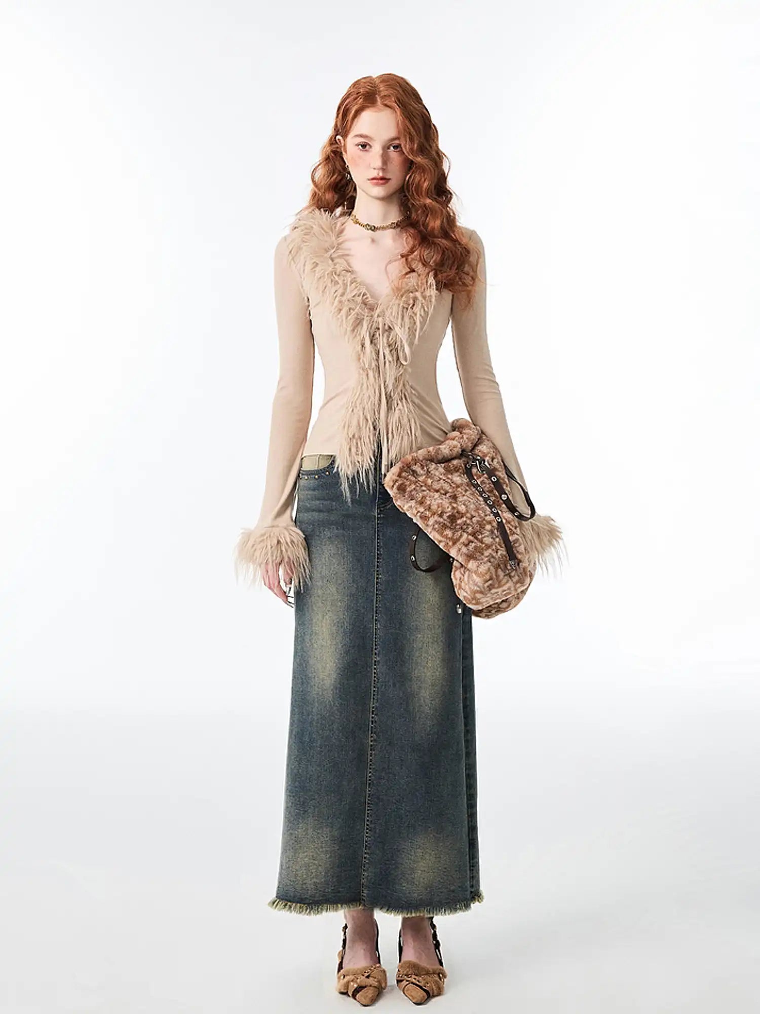 1Jinn Studio Fuzzy V-Neck Knit Top | Canton Collective
