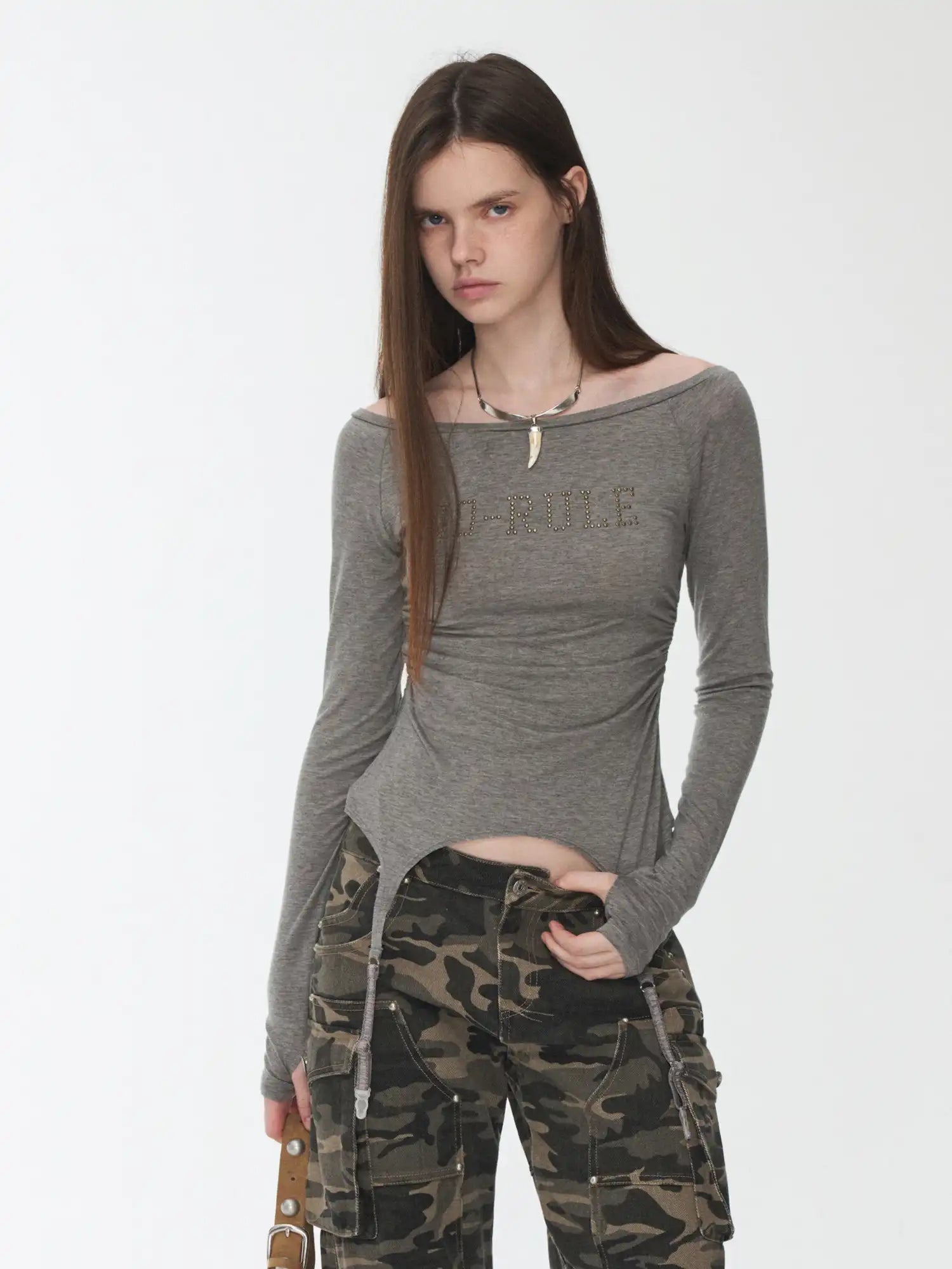 1Jinn Studio Garter Belt Boat Neck Ruched Top | Canton Collective