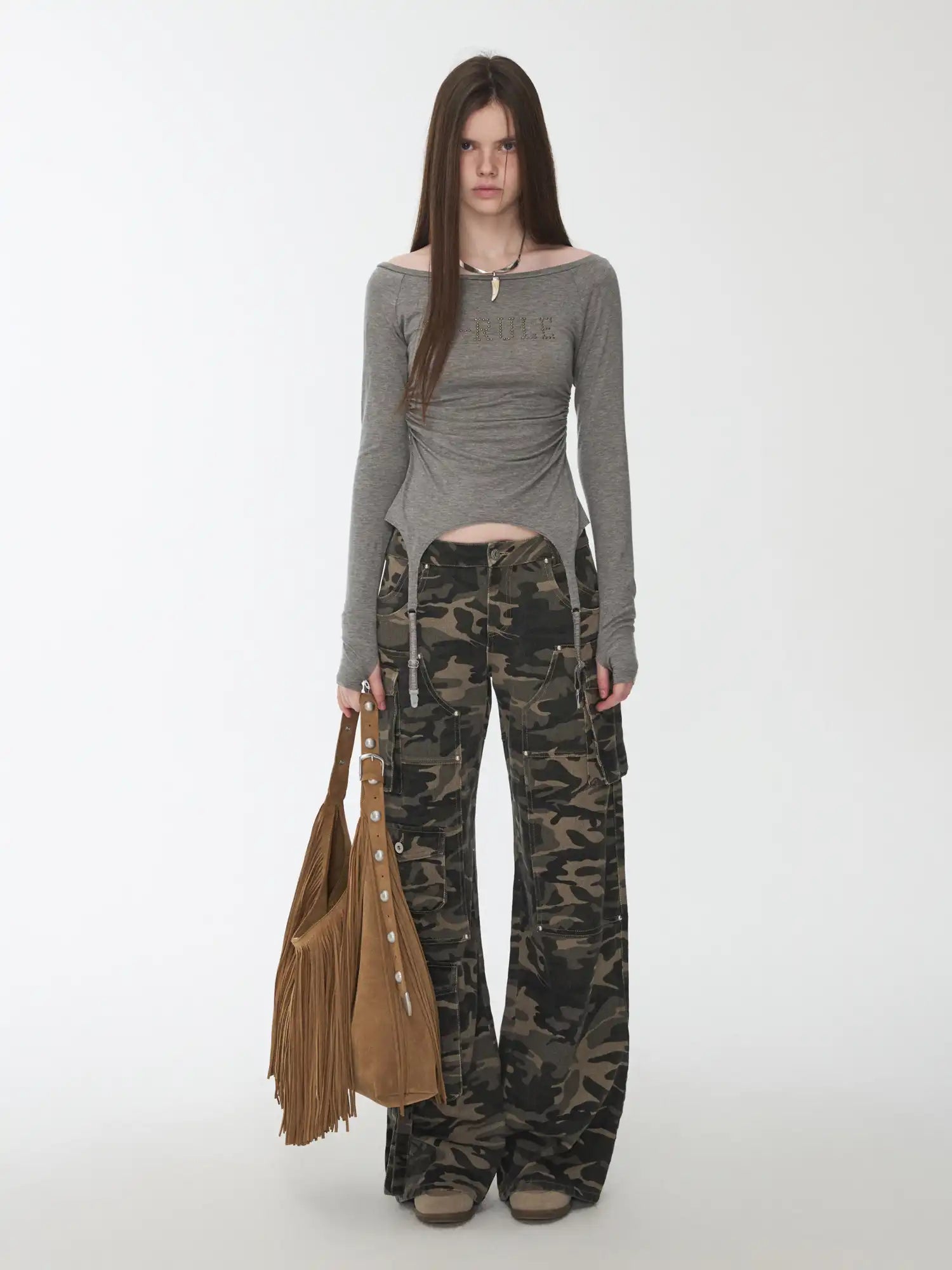 1Jinn Studio Garter Belt Boat Neck Ruched Top | Canton Collective