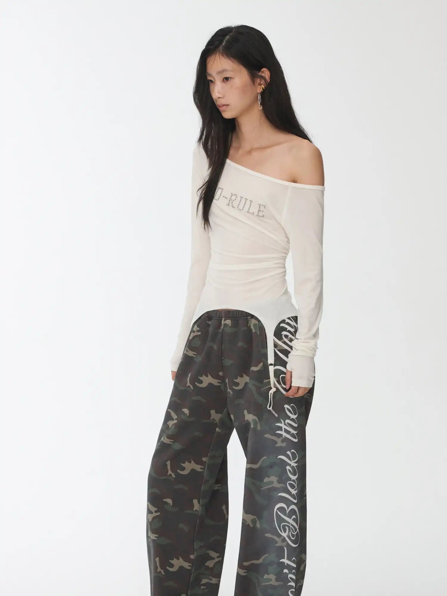 1Jinn Studio Garter Belt Boat Neck Ruched Top | Canton Collective