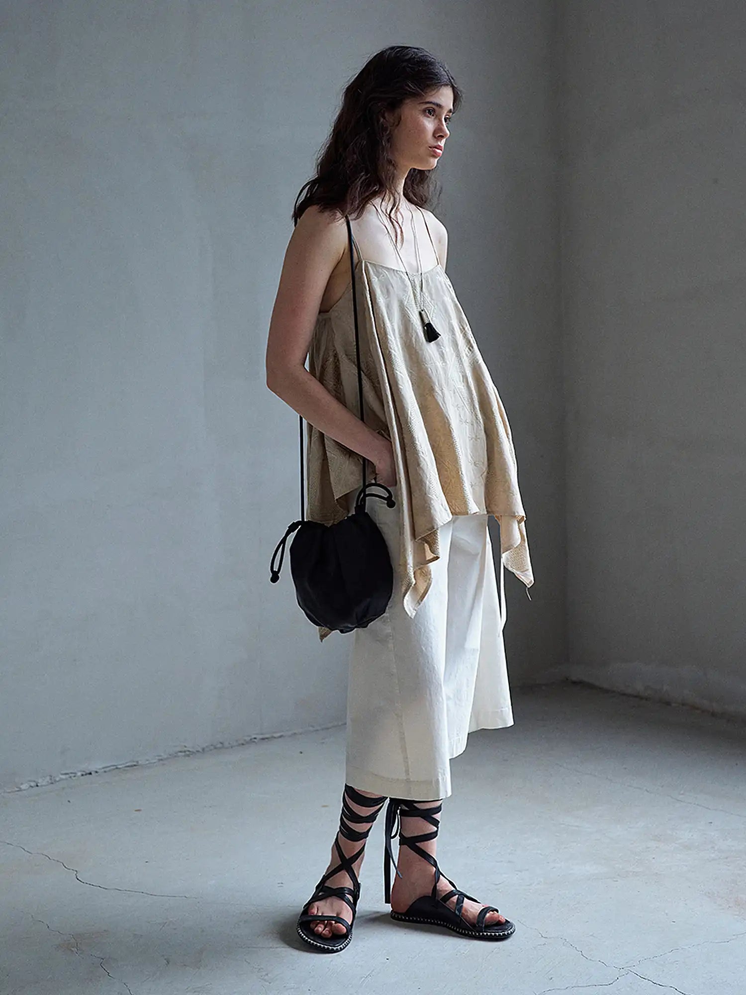 CantonCollective Design Geometric Embroidered Linen Camisole | Canton Collective